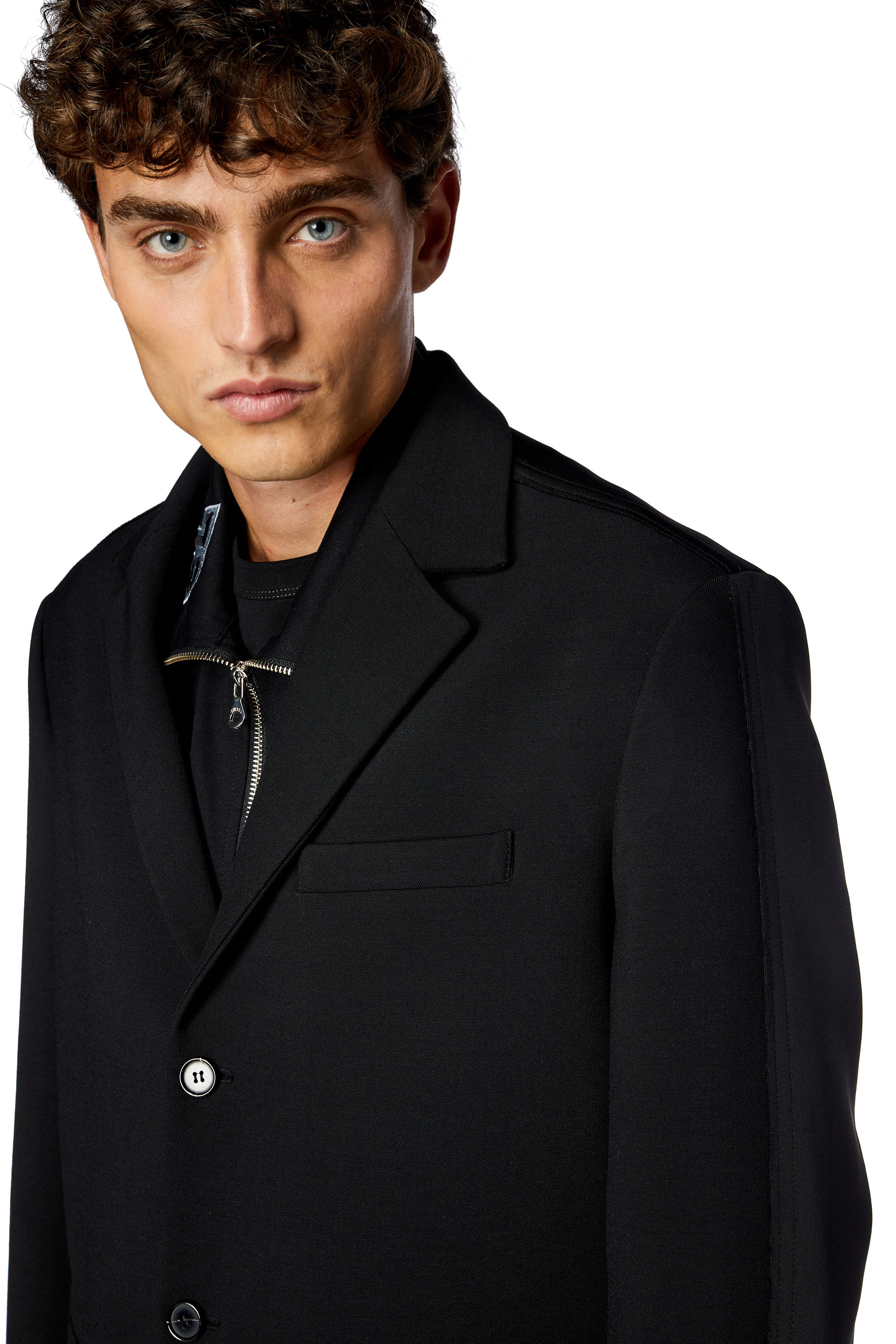 Diesel - J-DELLER, Man Hybrid coat in cool wool and jersey in Black - Image 5