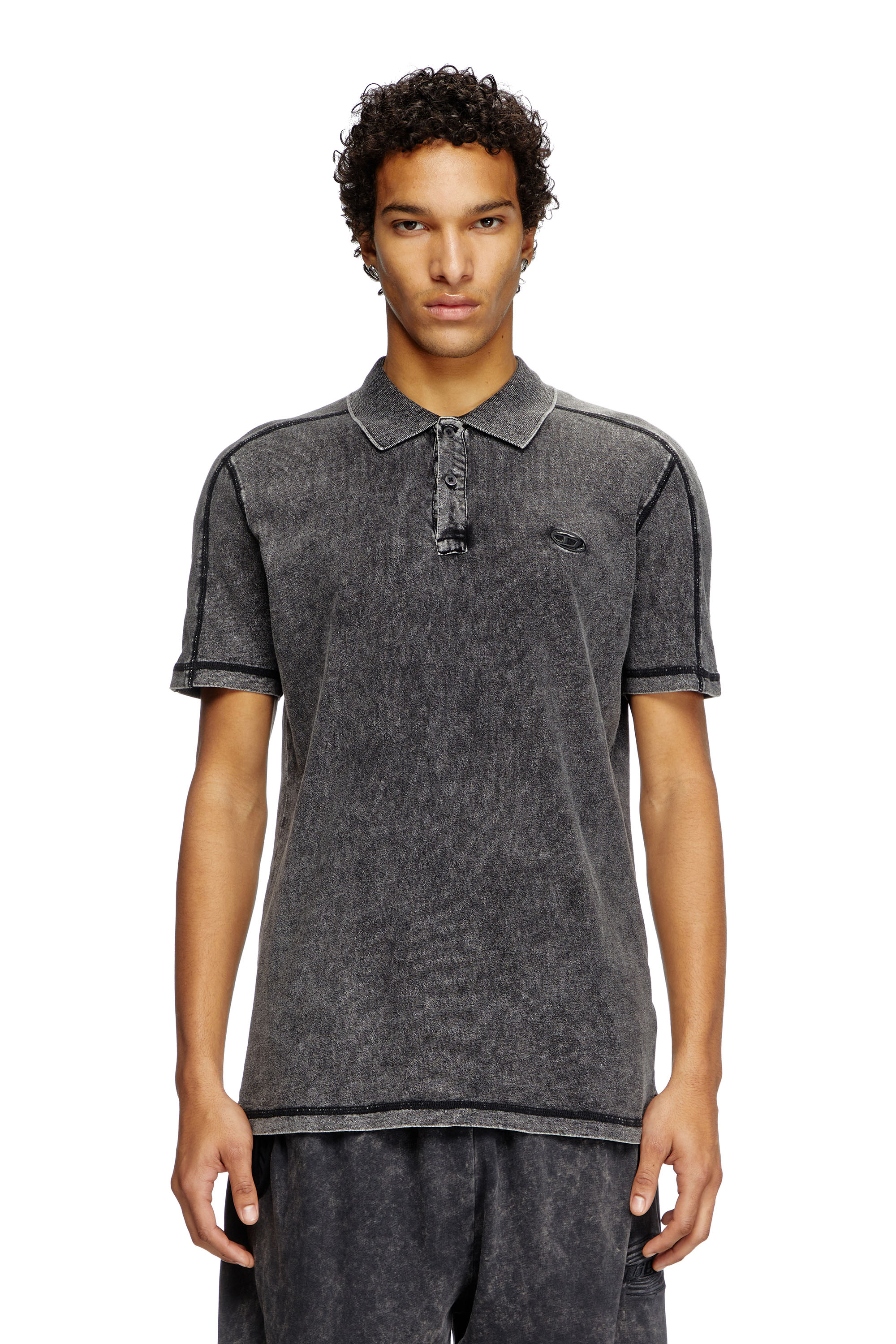 Diesel - T-SWIND-R1, Man's Denim-look polo shirt in Black - 1