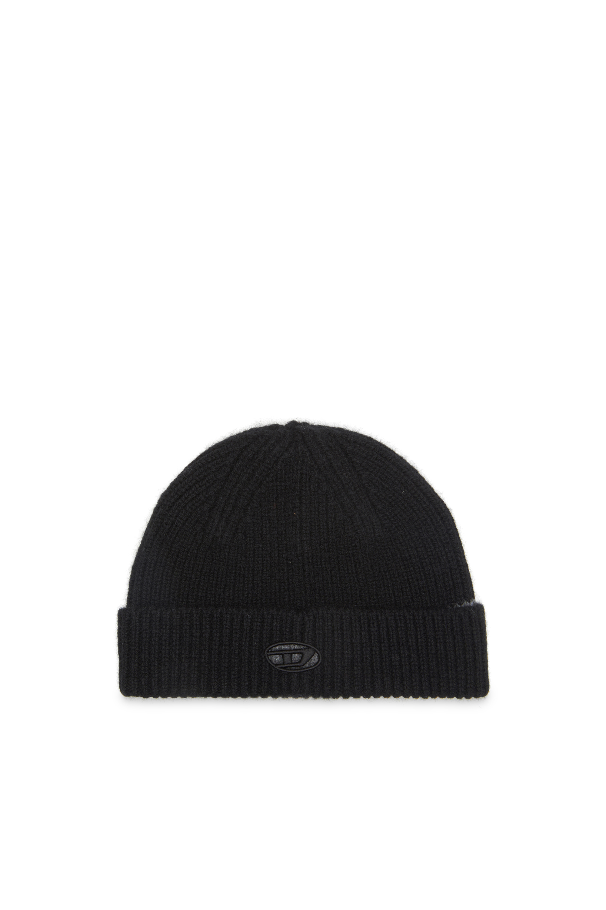Diesel - K-ARAC, Unisex's Ribbed beanie with Oval D cut-out in Black - 1