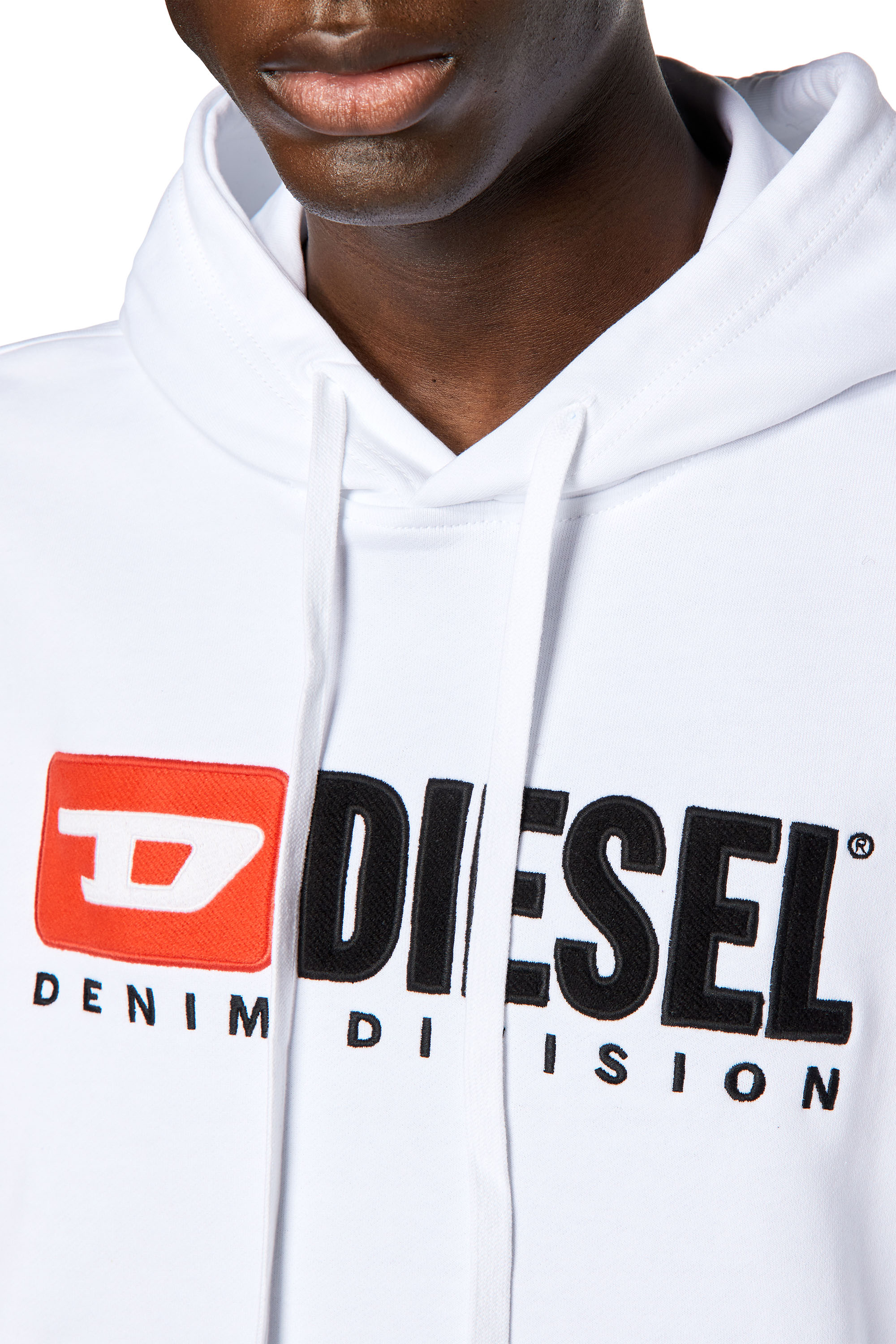 Diesel - S-GINN-HOOD-DIV, Man Hoodie with logo appliqué in White - Image 5