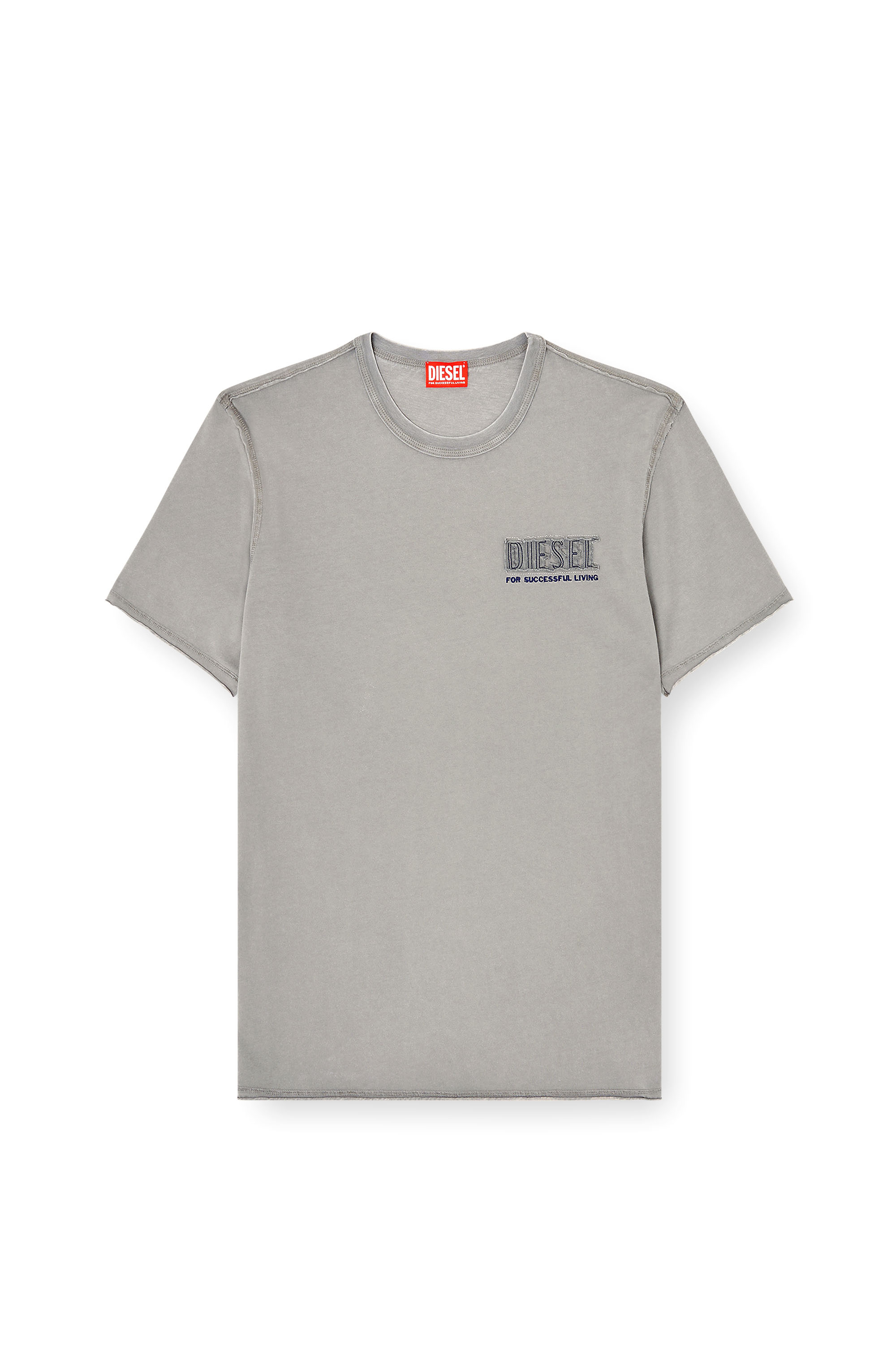 Diesel - T-RAWJUST-V1, Man's Acid-wash T-shirt with raw edges in Light Grey - 3