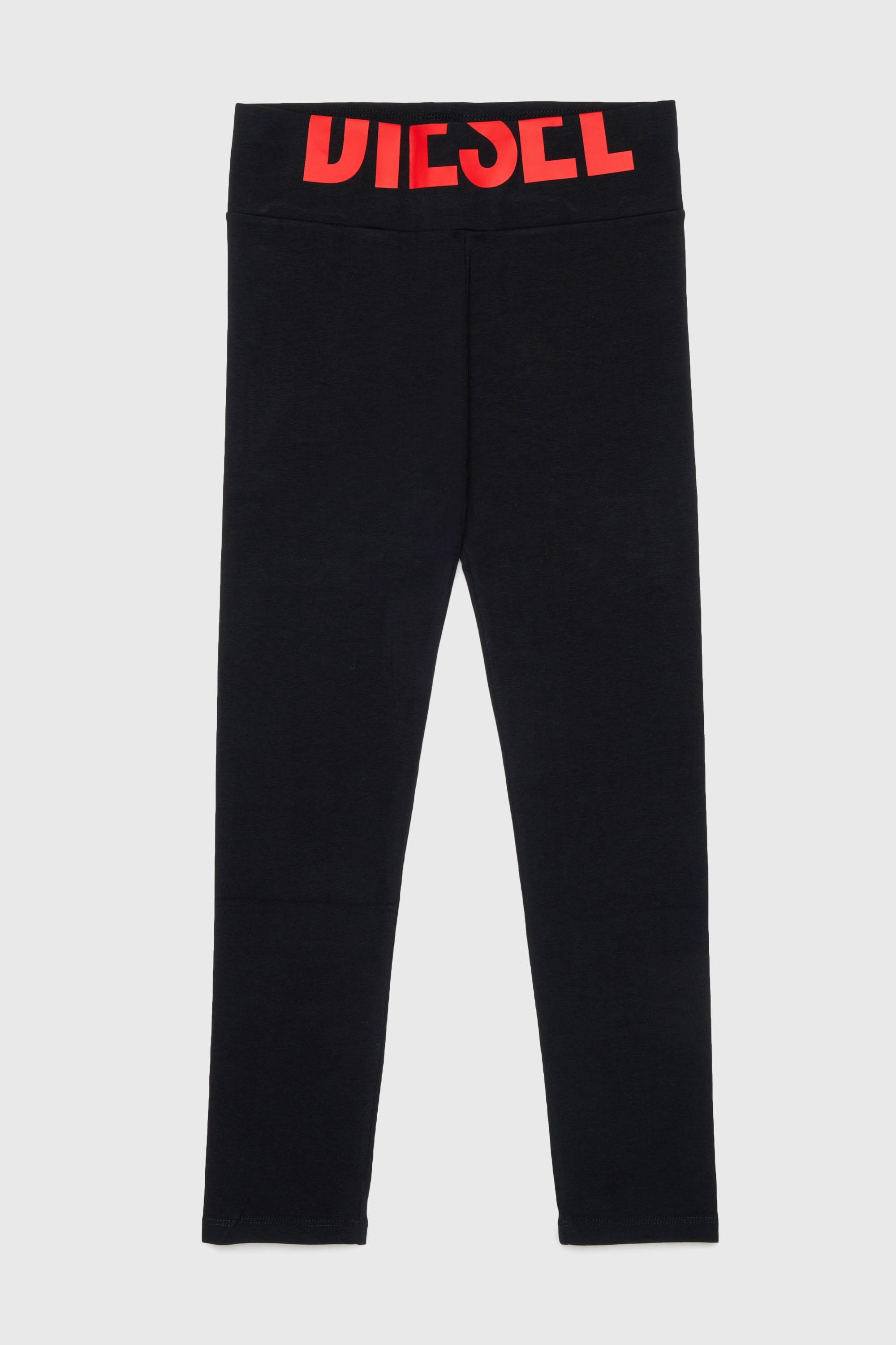 Diesel - PCEFY, Woman's Cotton leggings with cut-off logo in Black - 1