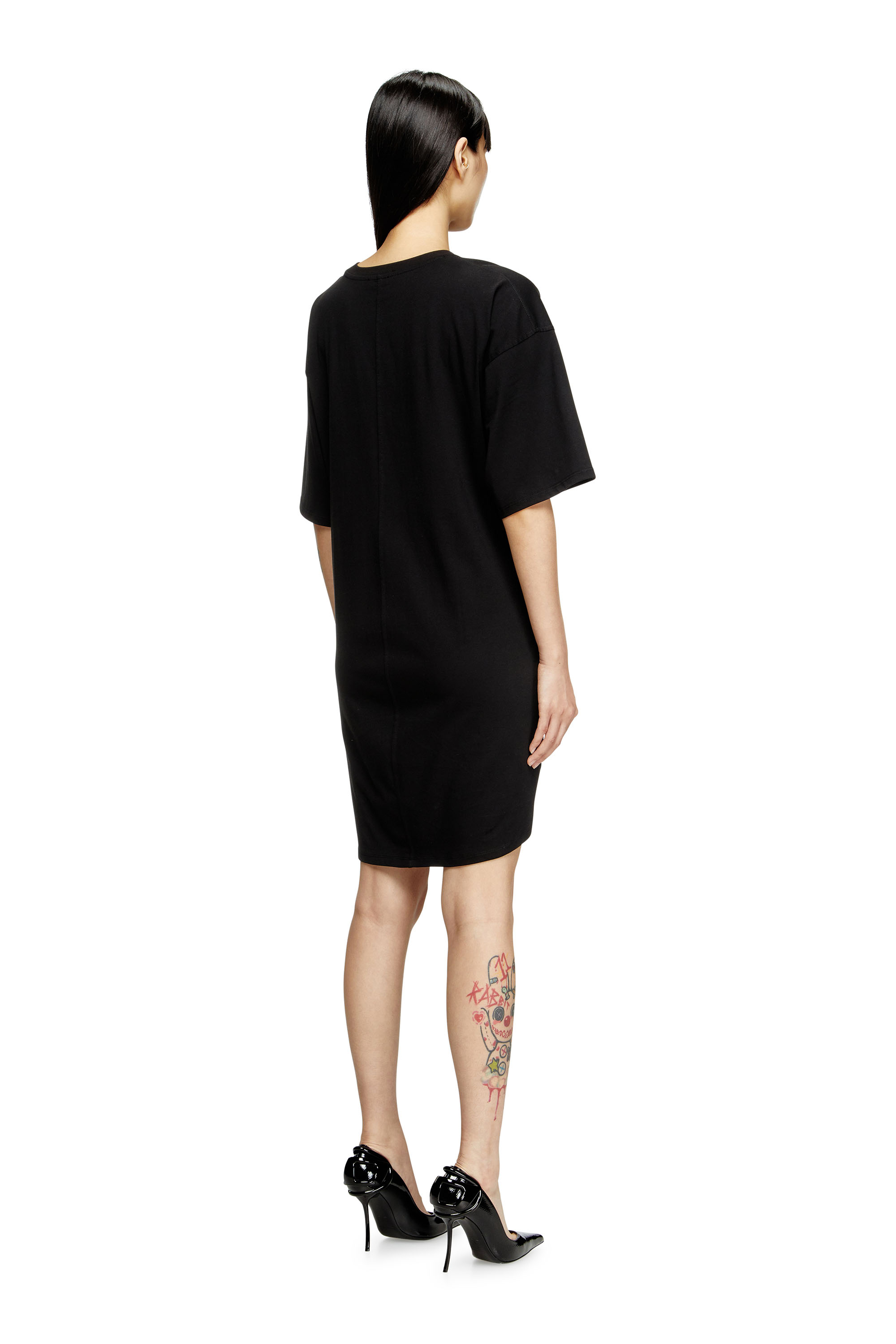 D-EIVOR, Black Diesel - D-EIVOR, Woman's T-shirt dress with tie front in Black - 4