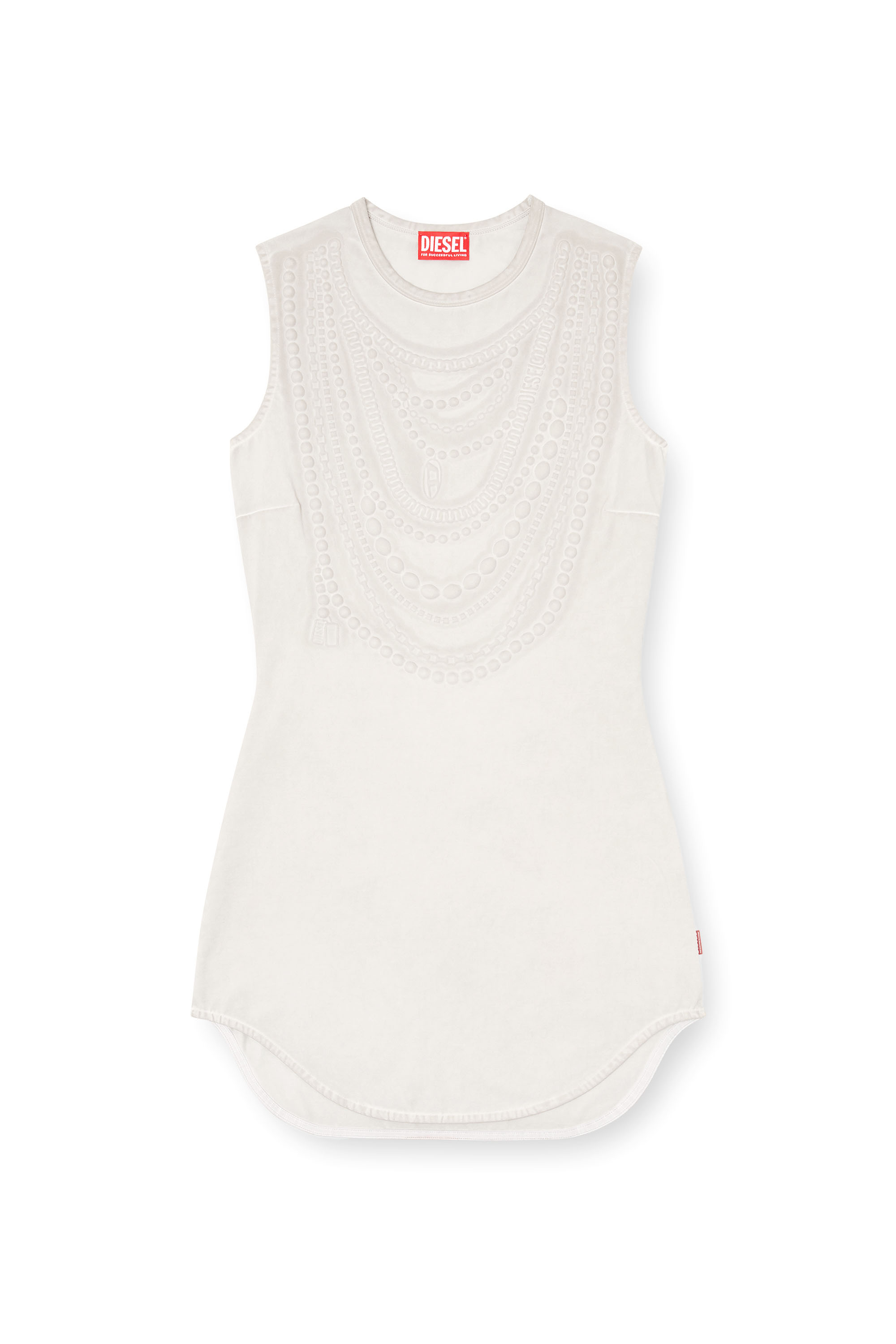 D-NEKKA, Light Grey Diesel - D-NEKKA, Woman's Mini dress with necklace trompe l'oeil in Light Grey - 2