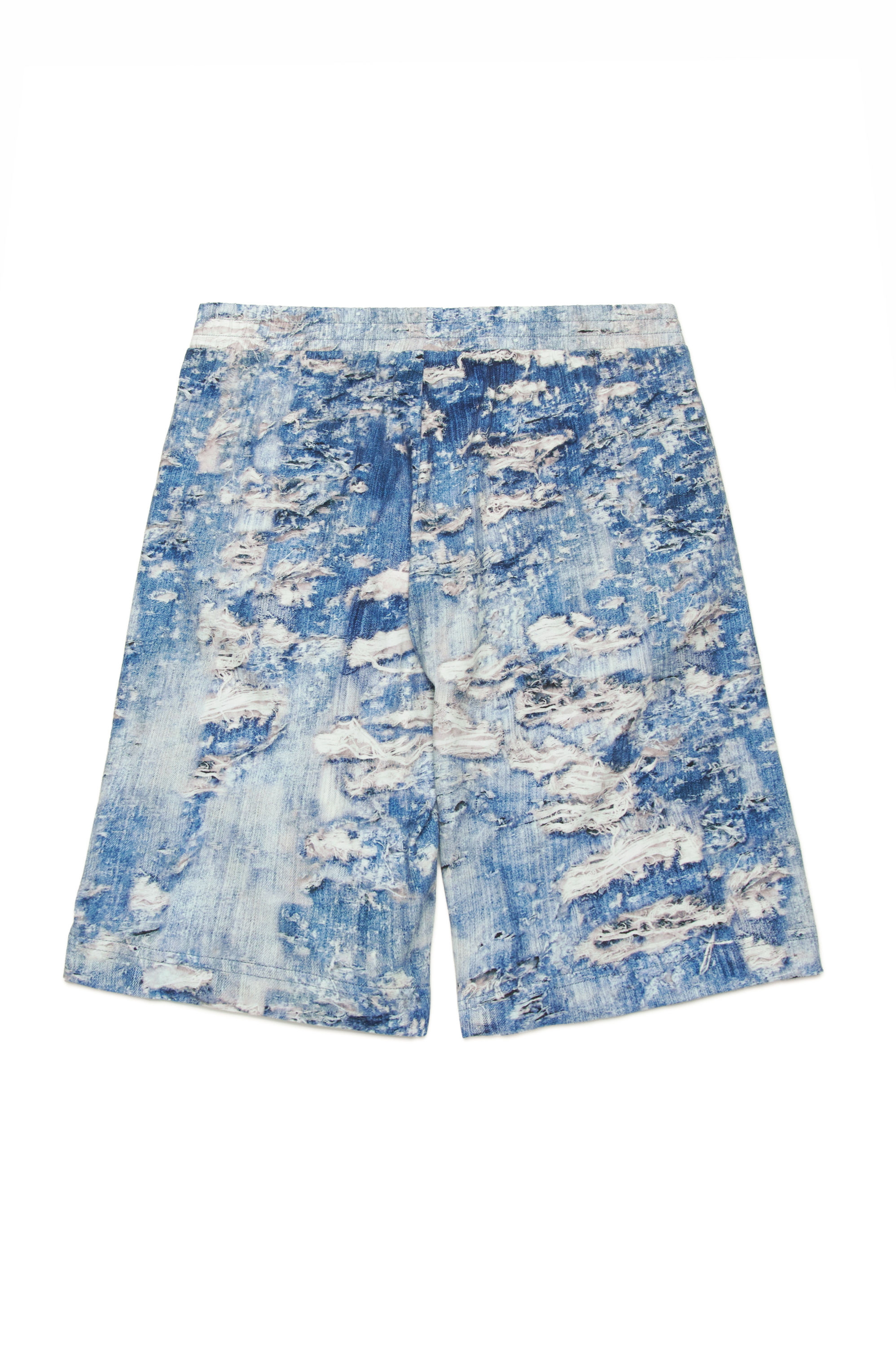 Diesel - PARSTON, Man's Sweat shorts with Tiger Breaks trompe l'oeil in Blue - 2