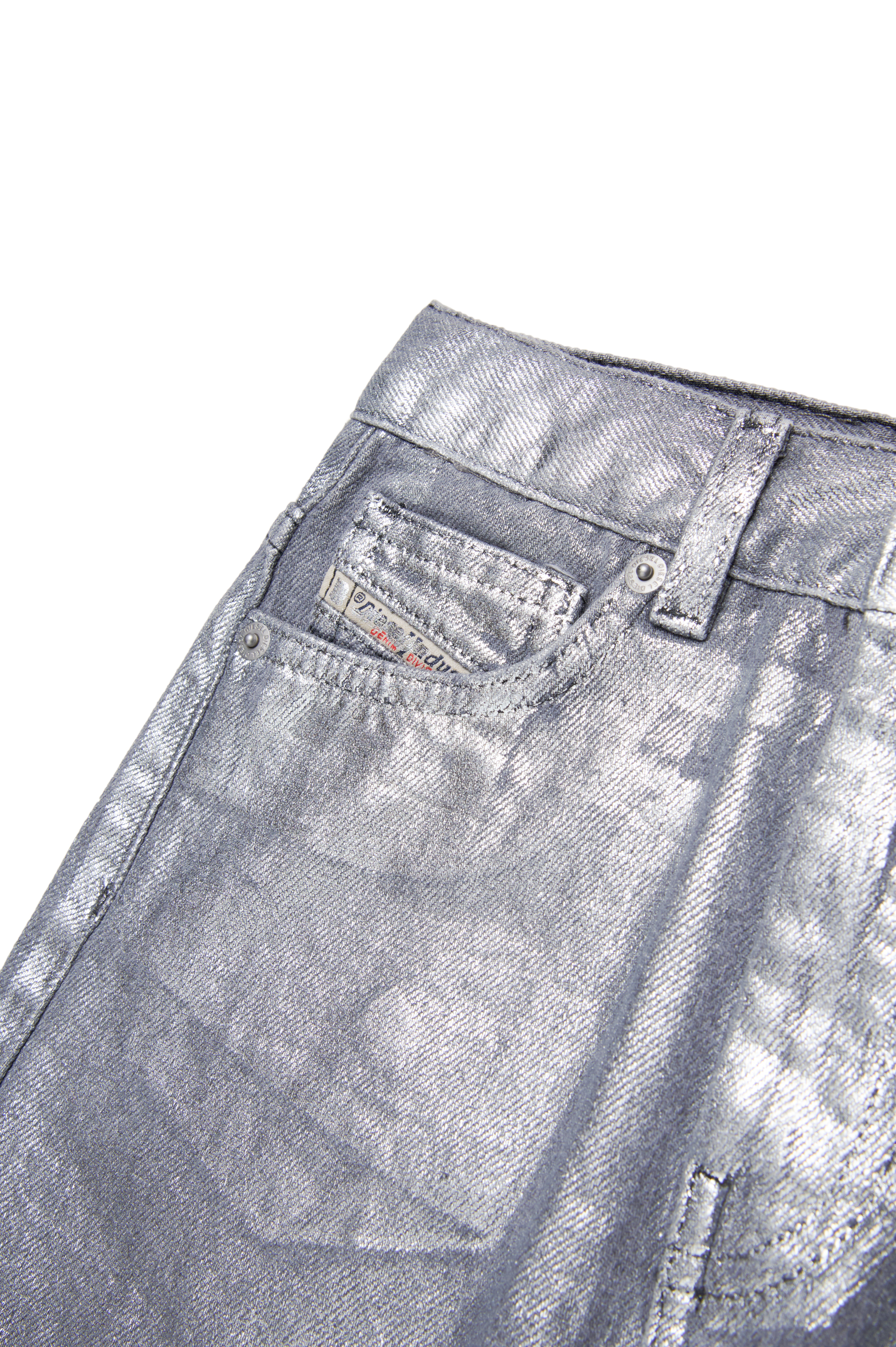 Diesel - GIANNA, Woman's Mini skirt in metallic coated denim in Silver - 4