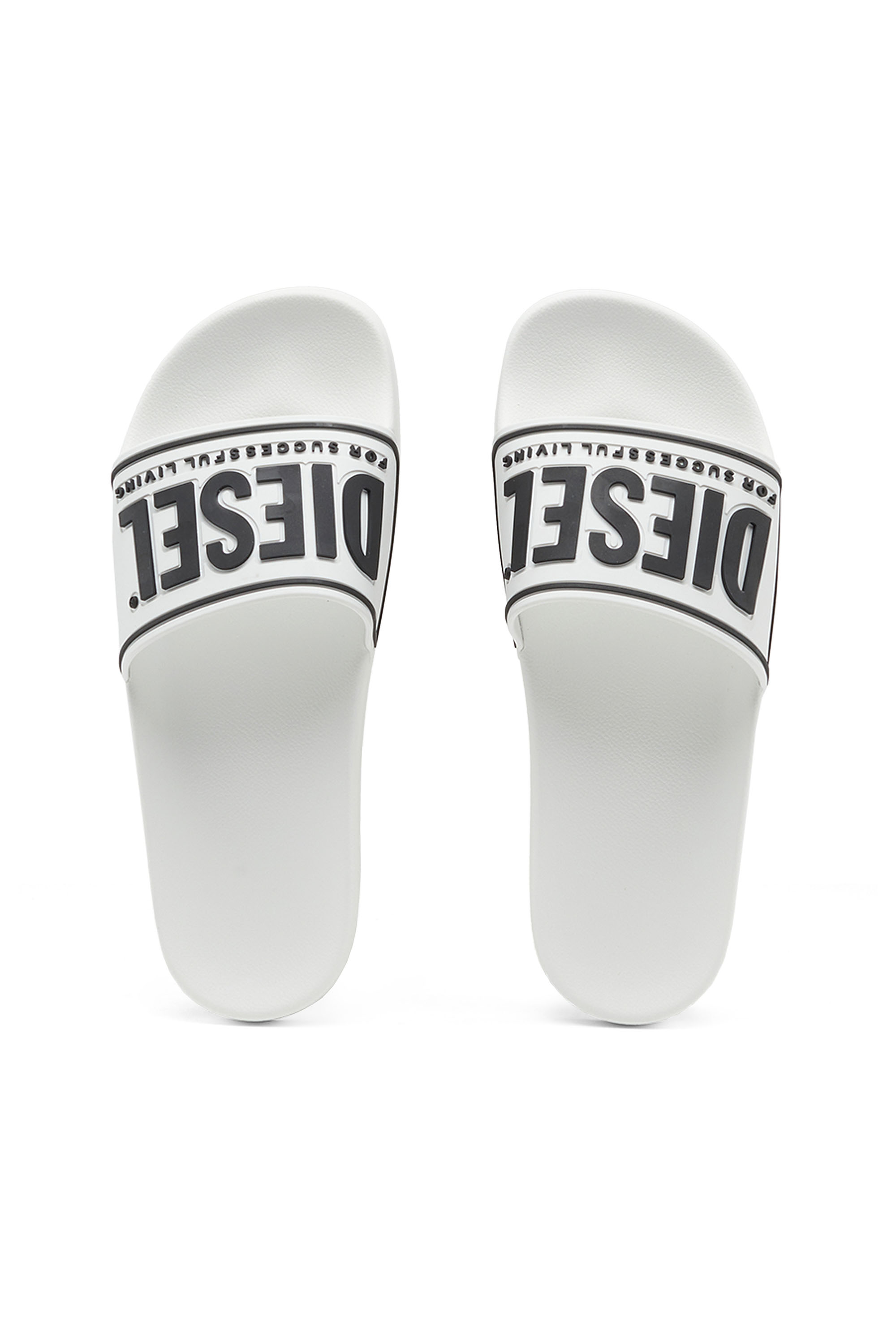 Diesel - SA-MAYEMI CC W, Woman's Sa-Mayemi-Rubber slides with embossed logo in White - 4
