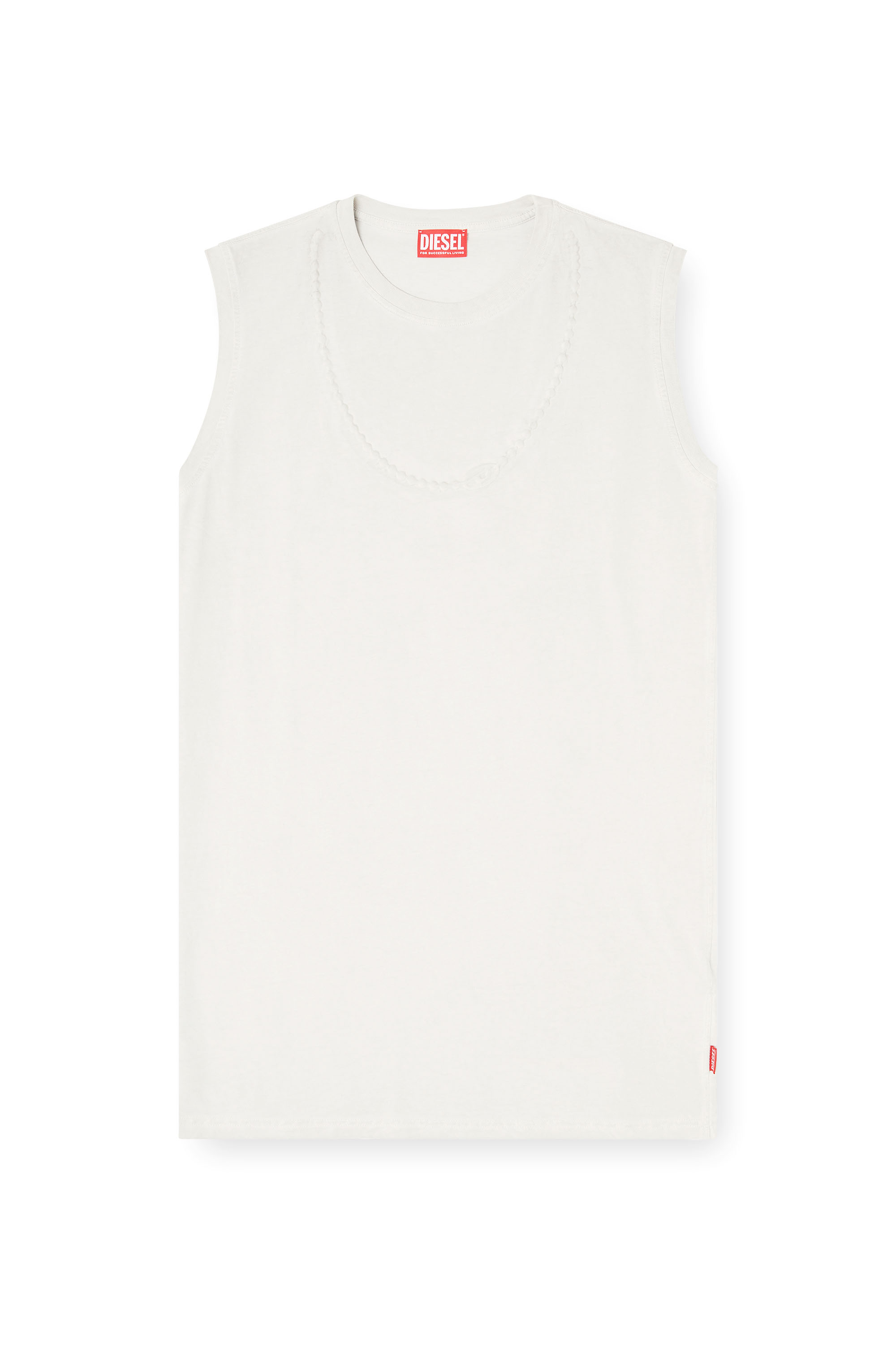 Diesel - D-EMB, Woman's Short cotton dress with embossed chain in White - 3