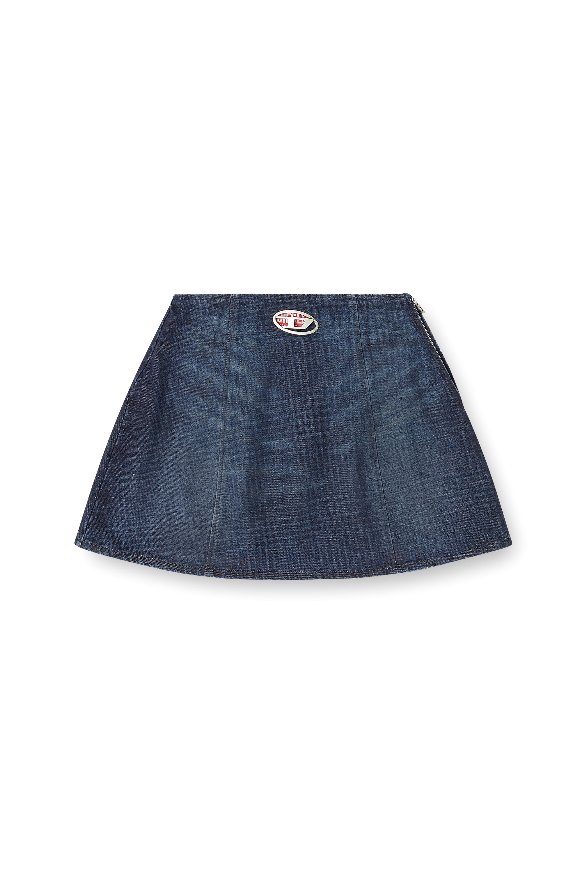 Diesel - DE-SWENY-S1, Woman's Mini skirt in Prince of Wales denim in Dark Blue - 2