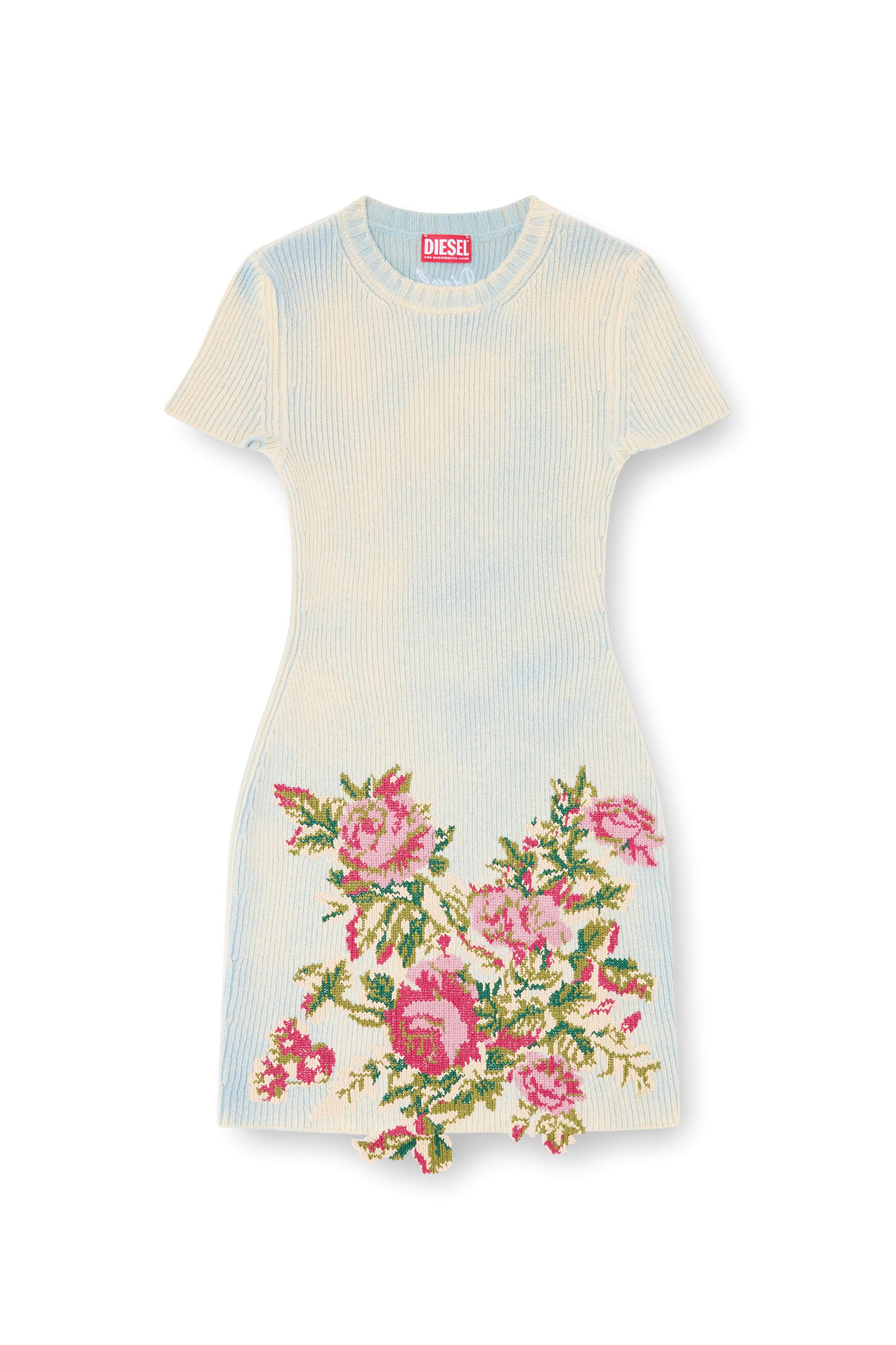 Diesel - M-RINNIE, Woman's Short dress in floral wool-blend knit in null - 2
