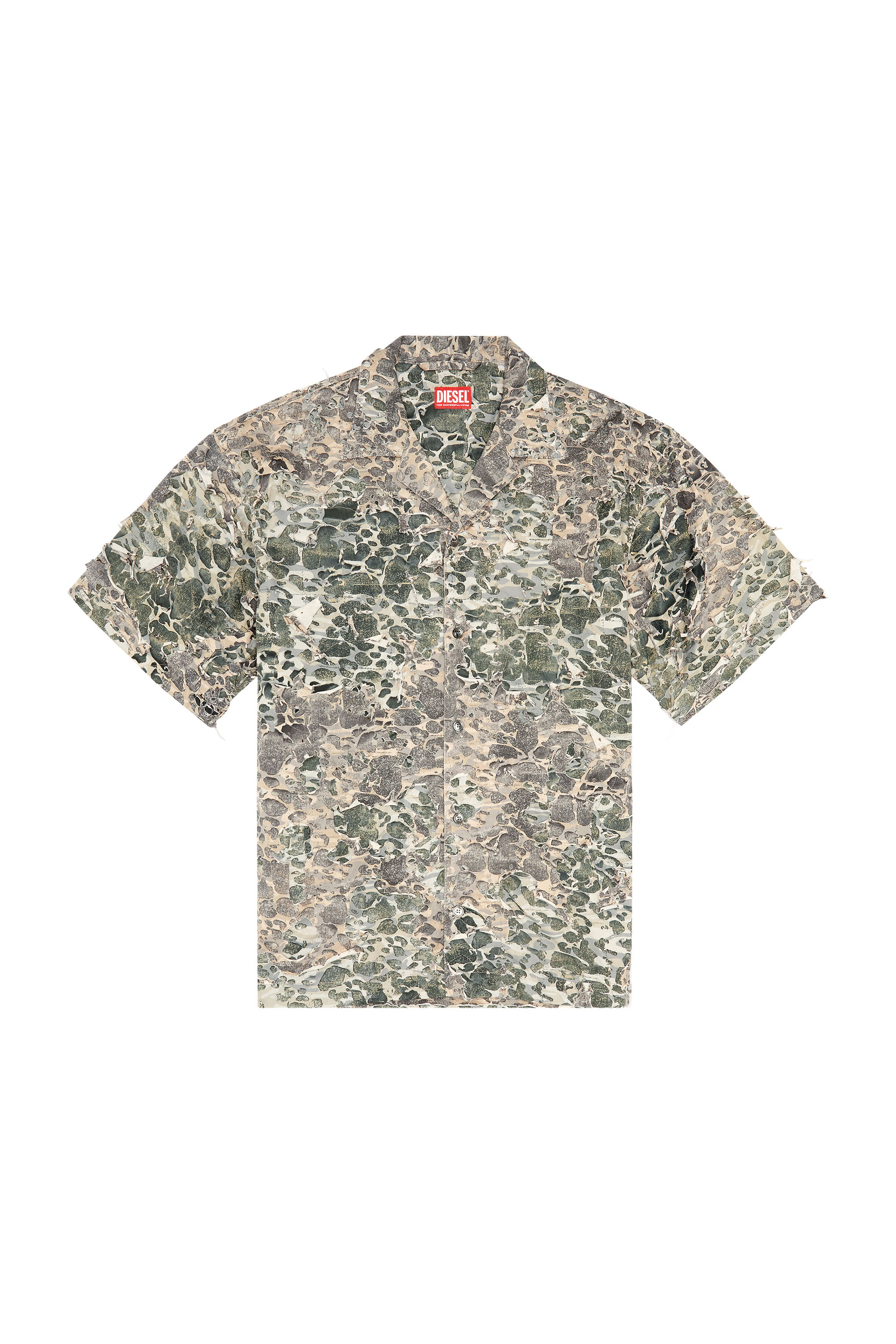 Diesel - S-HOCKNEY-CAMU, Man Camo shirt with destroyed finish in Multicolor - Image 3