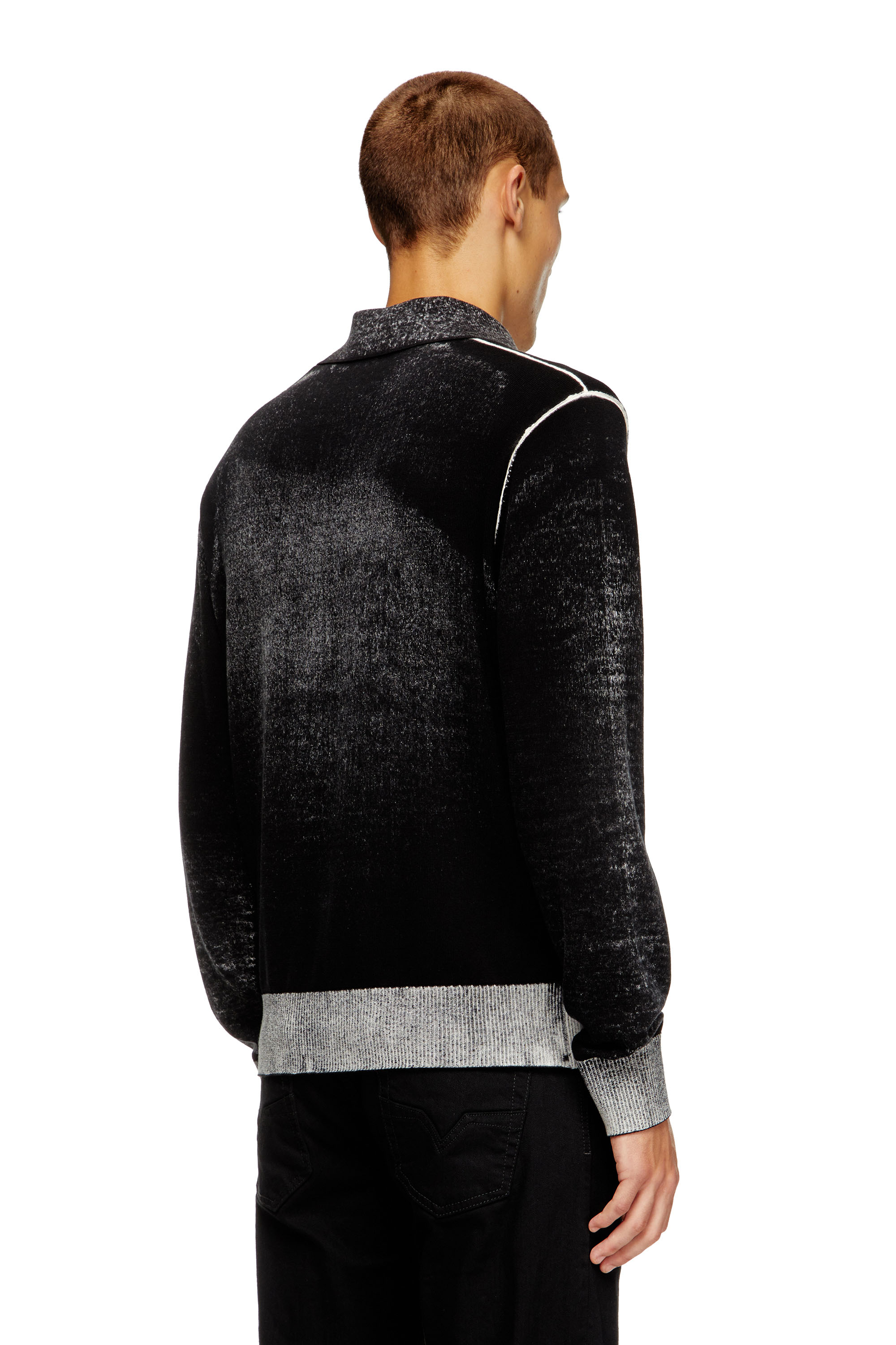 K-LORENZO, Black Diesel - K-LORENZO, Man's Reverse-print polo jumper in Black - 4