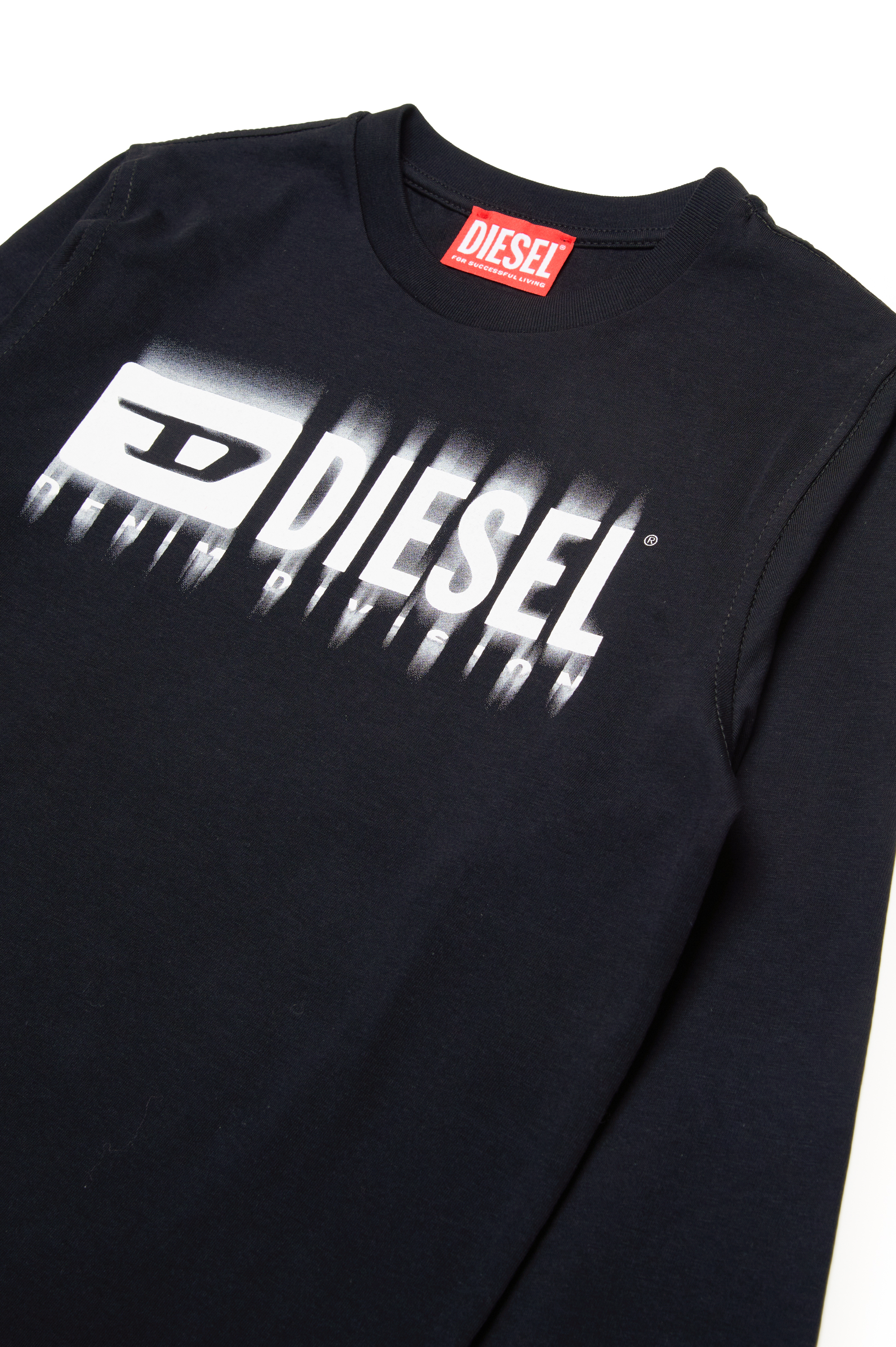 Diesel - TDIEGORL6LS, Man's Long sleeved T-shirt with smudged logo in Black - 3