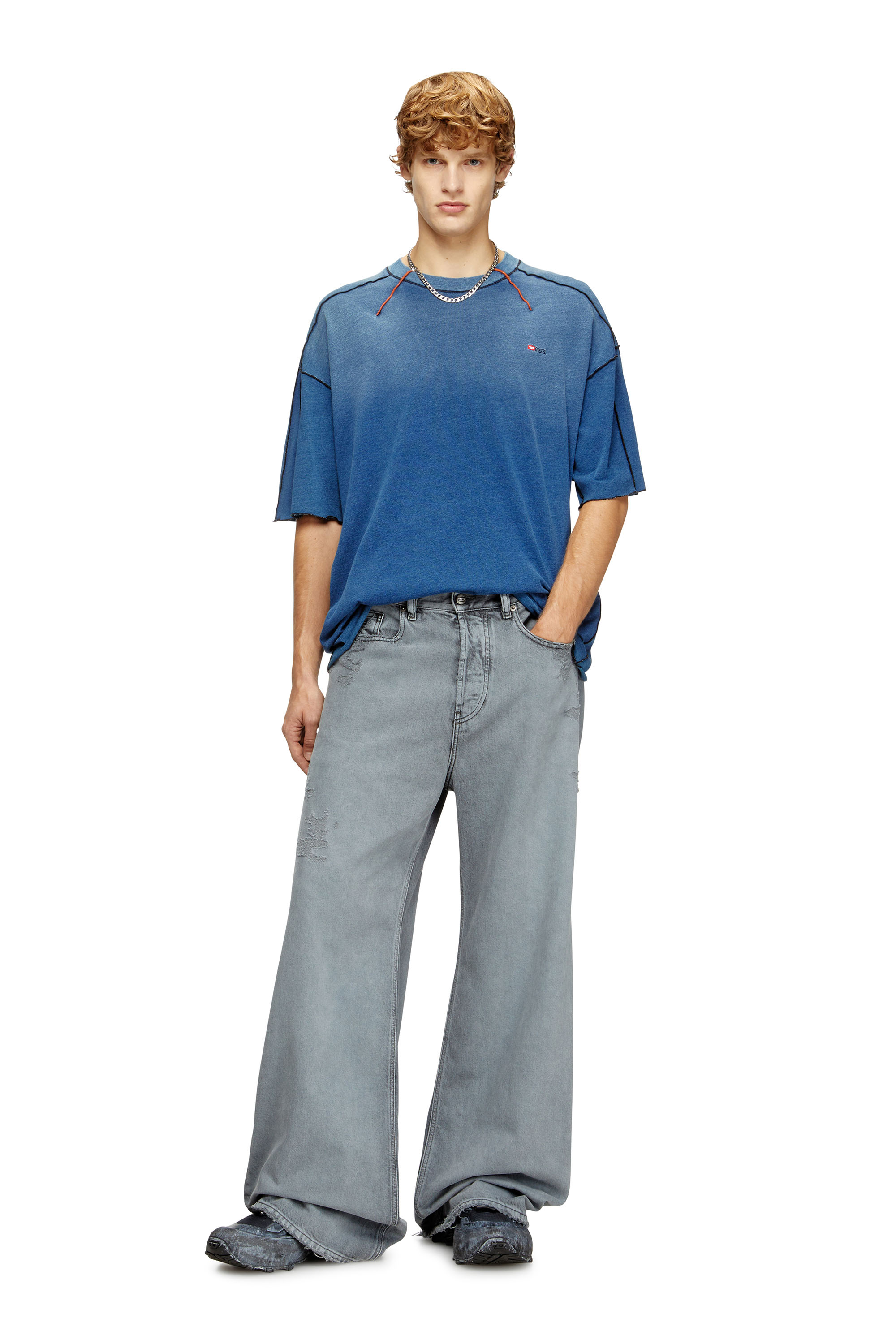 Diesel - T-CRAOXT, Man's Cotton T-shirt with contrasting overlock stitching in null - 2