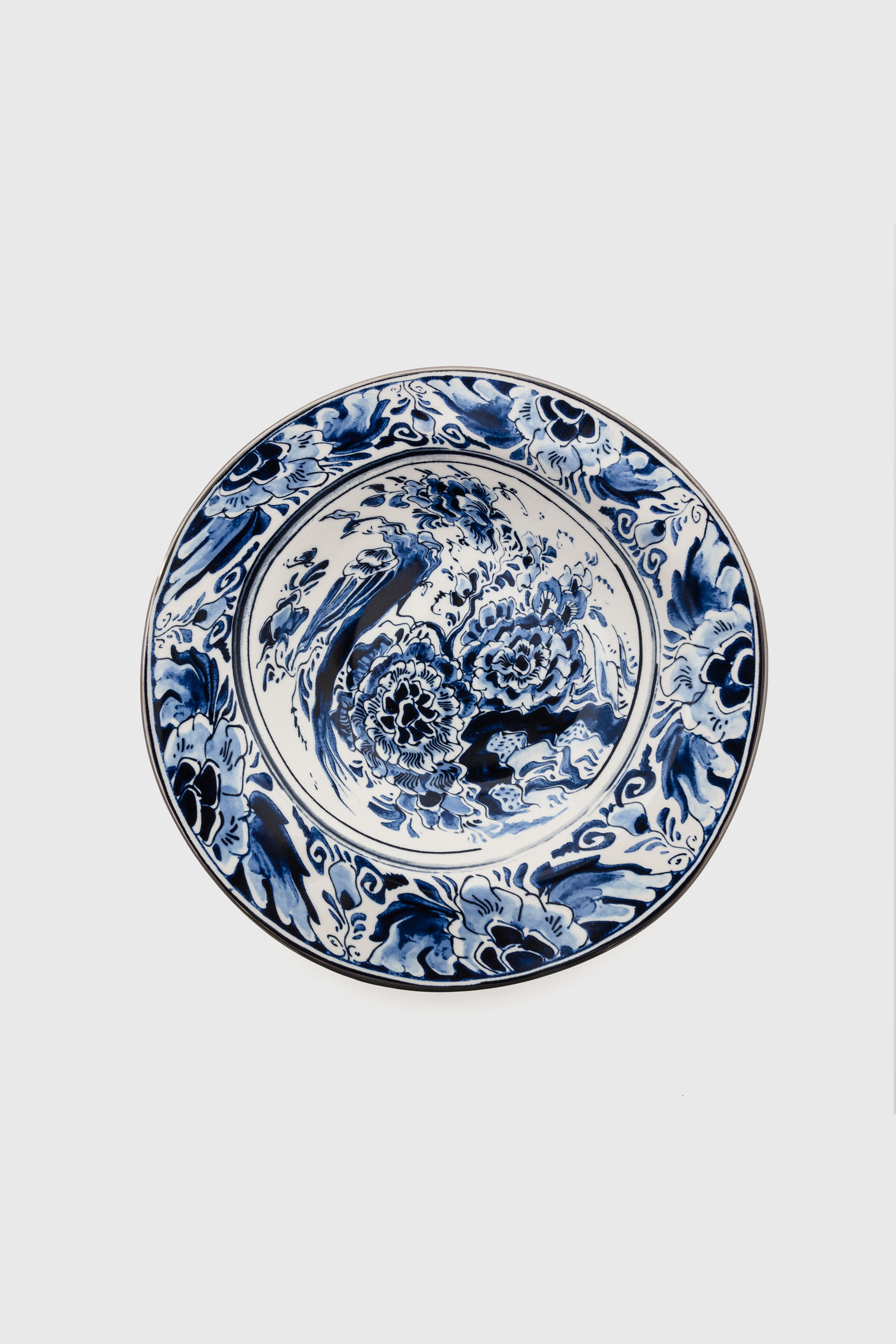 Diesel - 11222 SOUP PLATE IN PORCELAIN "CLASSIC O, Unisex's Pocelain soupe plate in White/Blue - 2