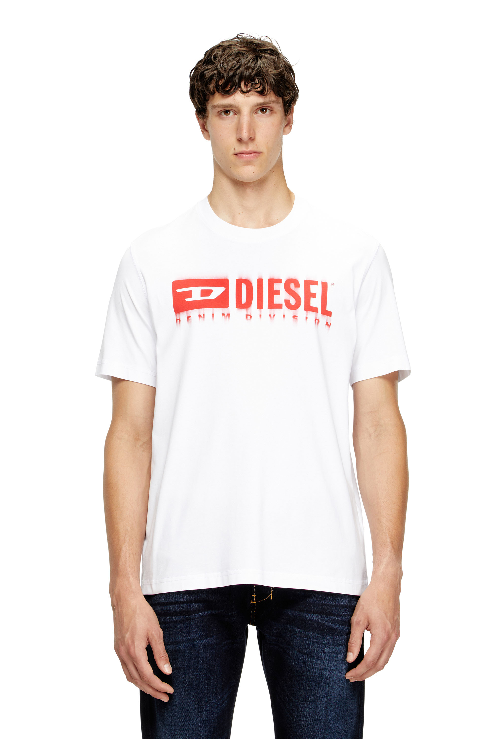 Diesel - T-ADJUST-Q7, Man's T-shirt with blurry Diesel logo in White - 3