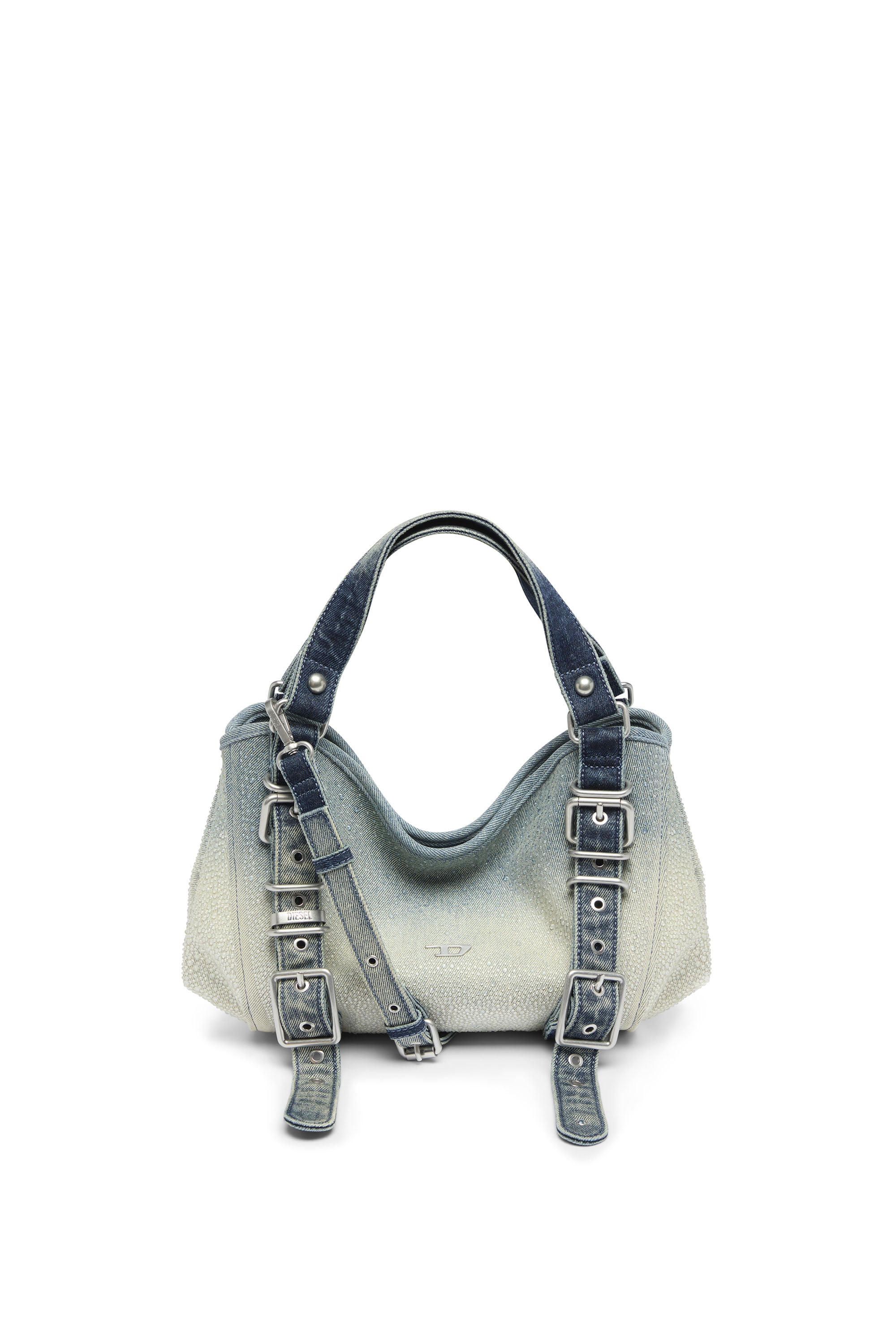 Diesel - D-ONE TOPHANDLE S, Woman's D-One-Small top-handle bag in crystal solarised denim in Blue - 1