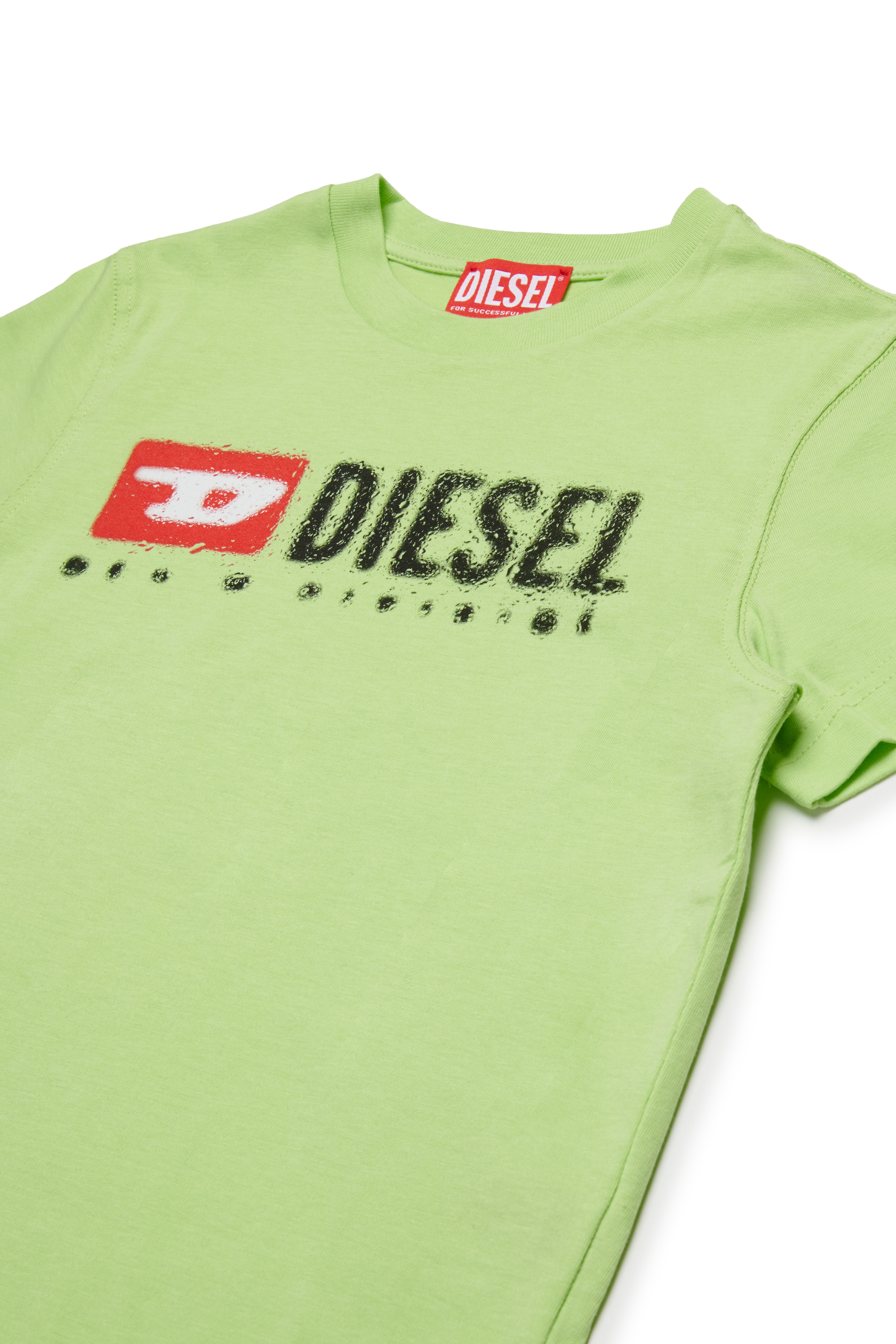 Diesel - TADJUSTK14, Man's Cotton T-shirt with printed logo in Green - 3