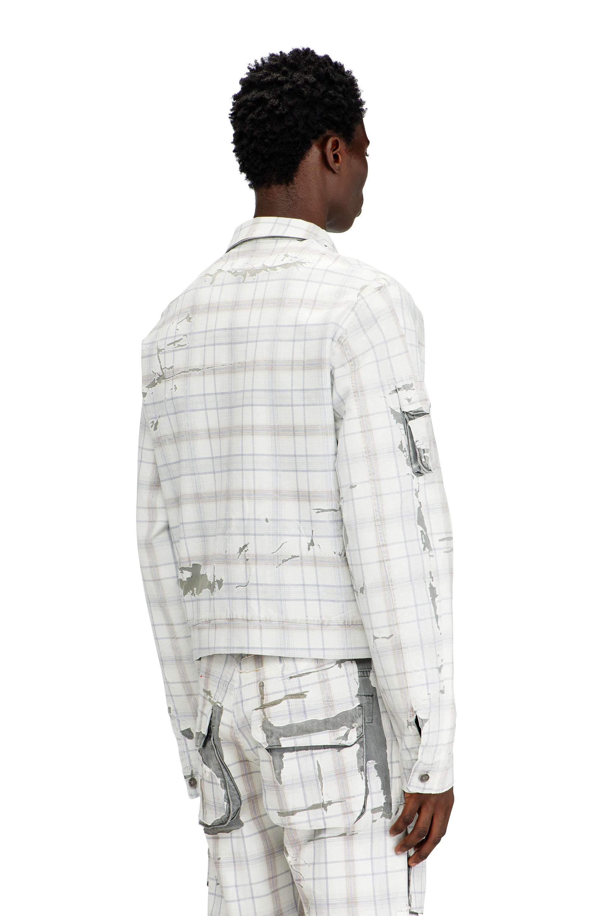 Diesel - D-VALEN-FSI1, Man's Denim jacket with peel-off effect in Grey - 4