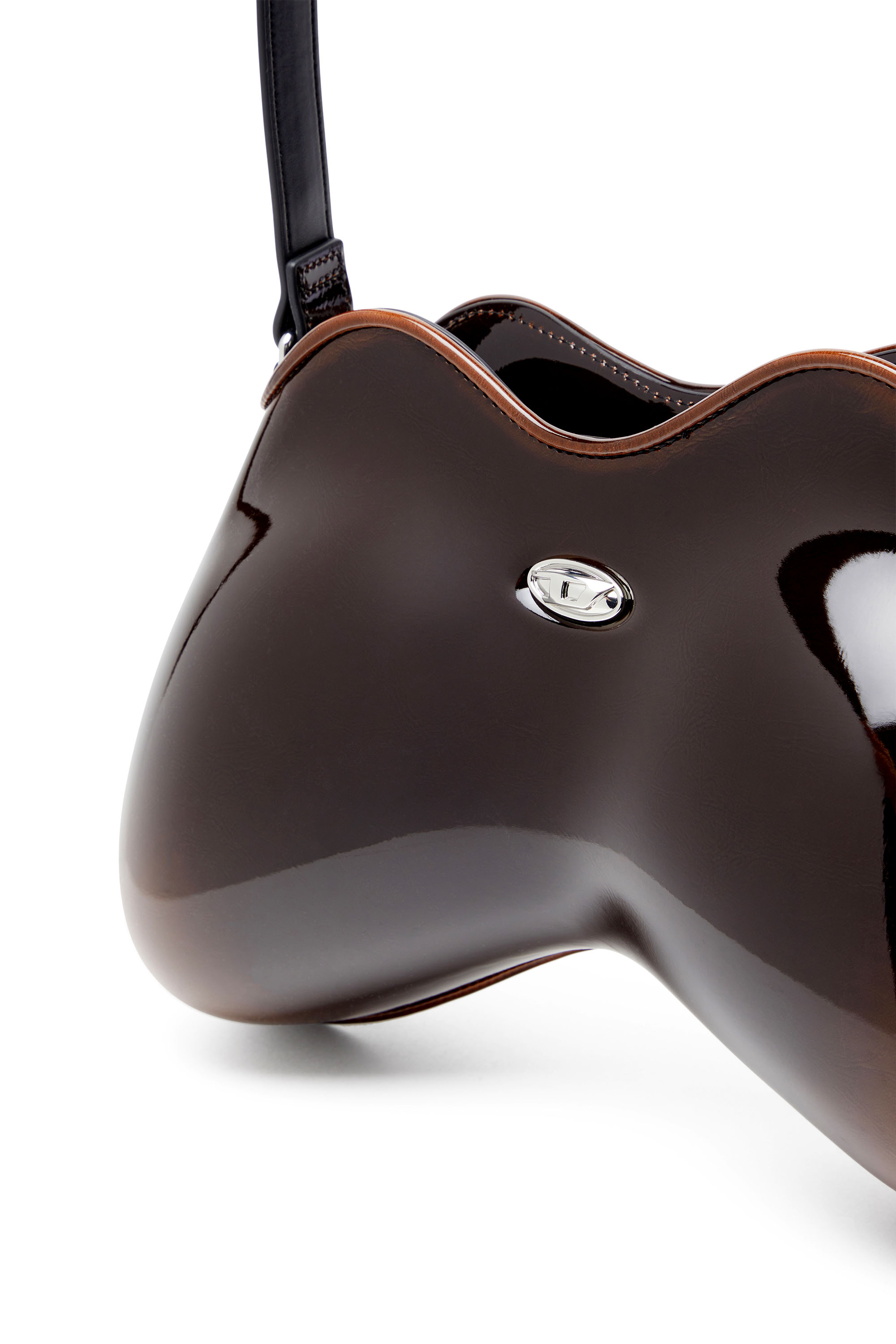 DOUBLE-D SHOULDER, Brown Diesel - DOUBLE-D SHOULDER, Woman's Double-D-Rigid shoulder bag in dégradé glossy PU in Brown - 5