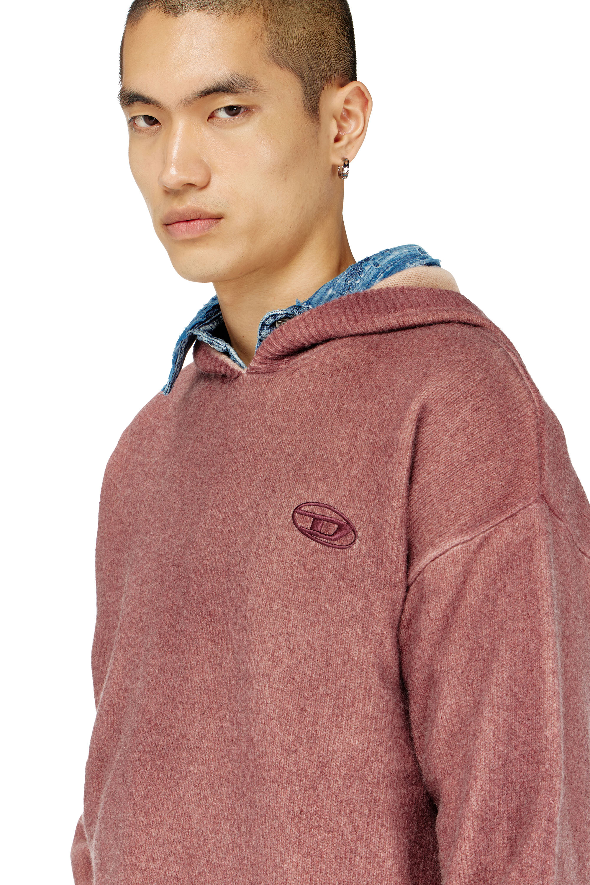 Diesel - K-PICKLED, Man's Double-dyed hoodie in wool-blend knit in null - 5