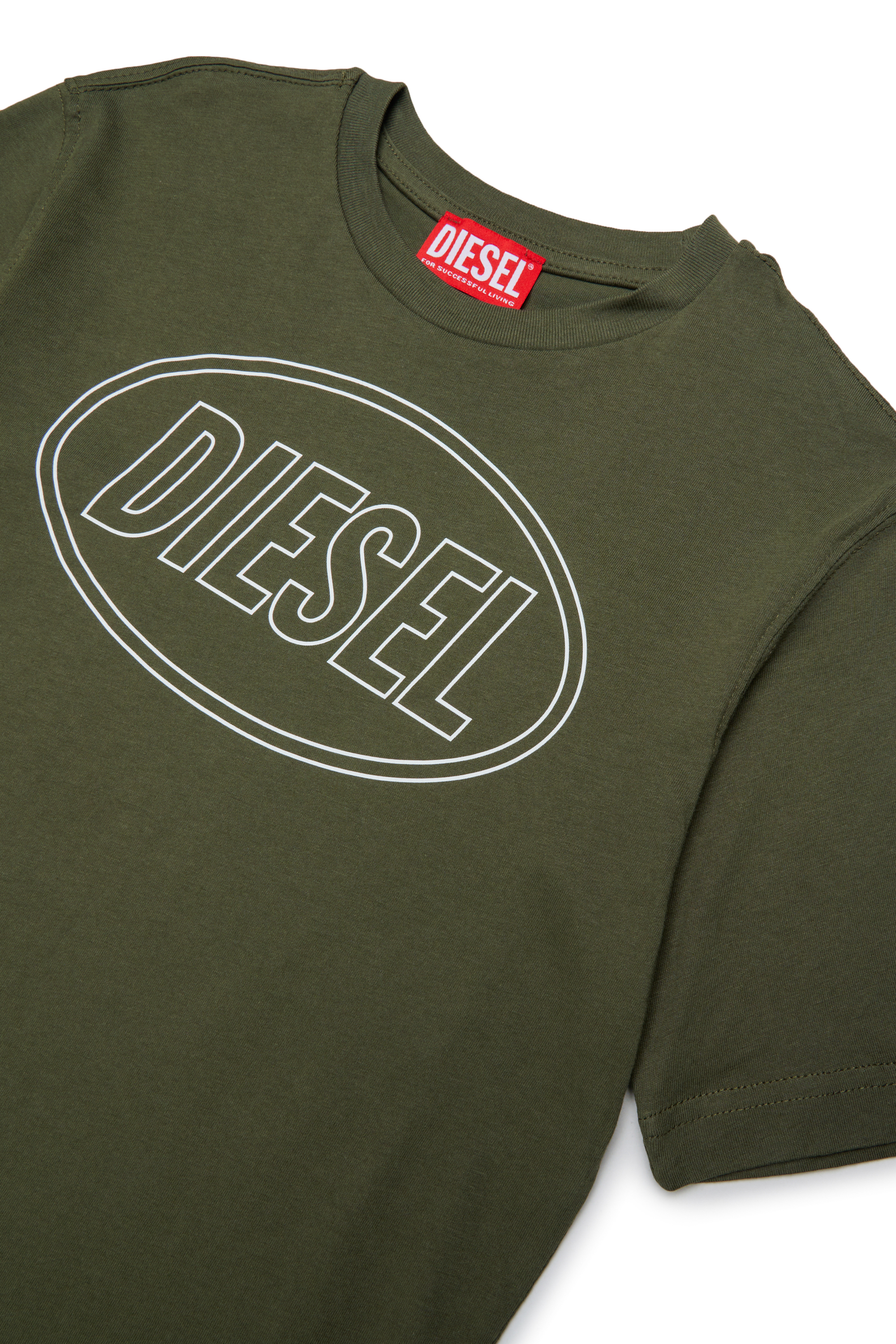 Diesel - TCIRCLE OVER, Man's Cotton T-shirt with Diesel print in Military Green - 3