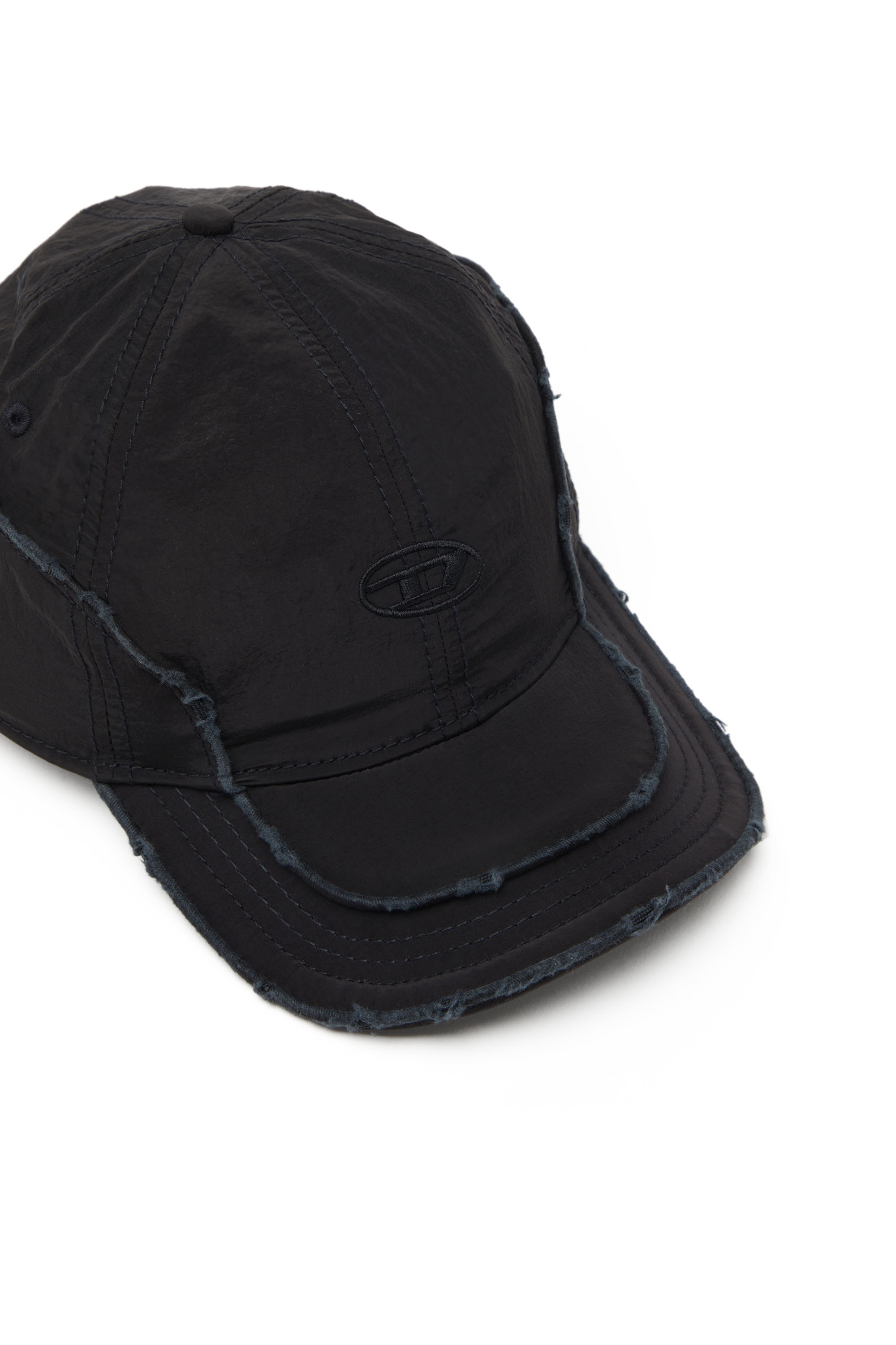 Diesel - C-ONNOR, Man's Crinkled nylon baseball cap with tonal D in Black - 4