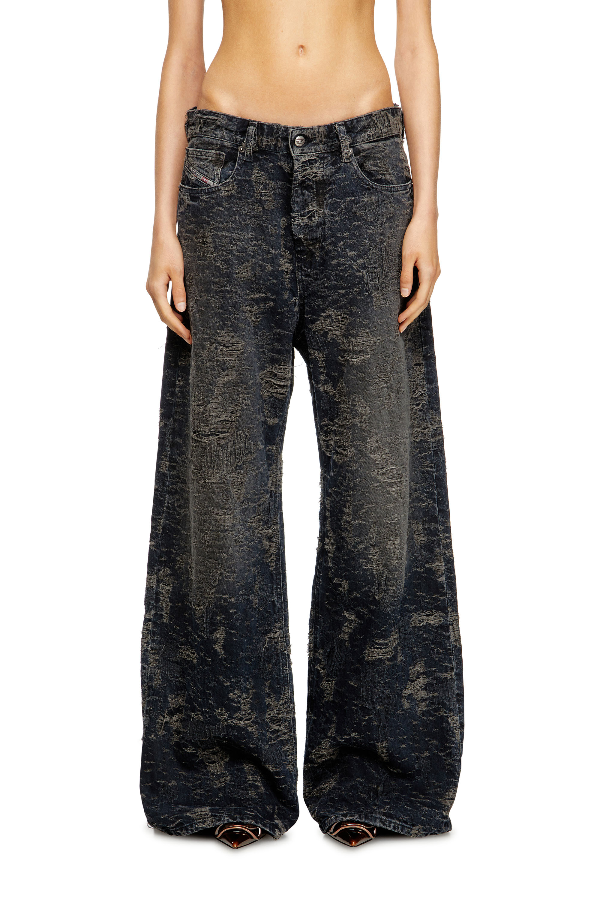 Diesel - Woman's Relaxed Jeans 1996 D-Sire 007BV, Black/Dark grey - 2