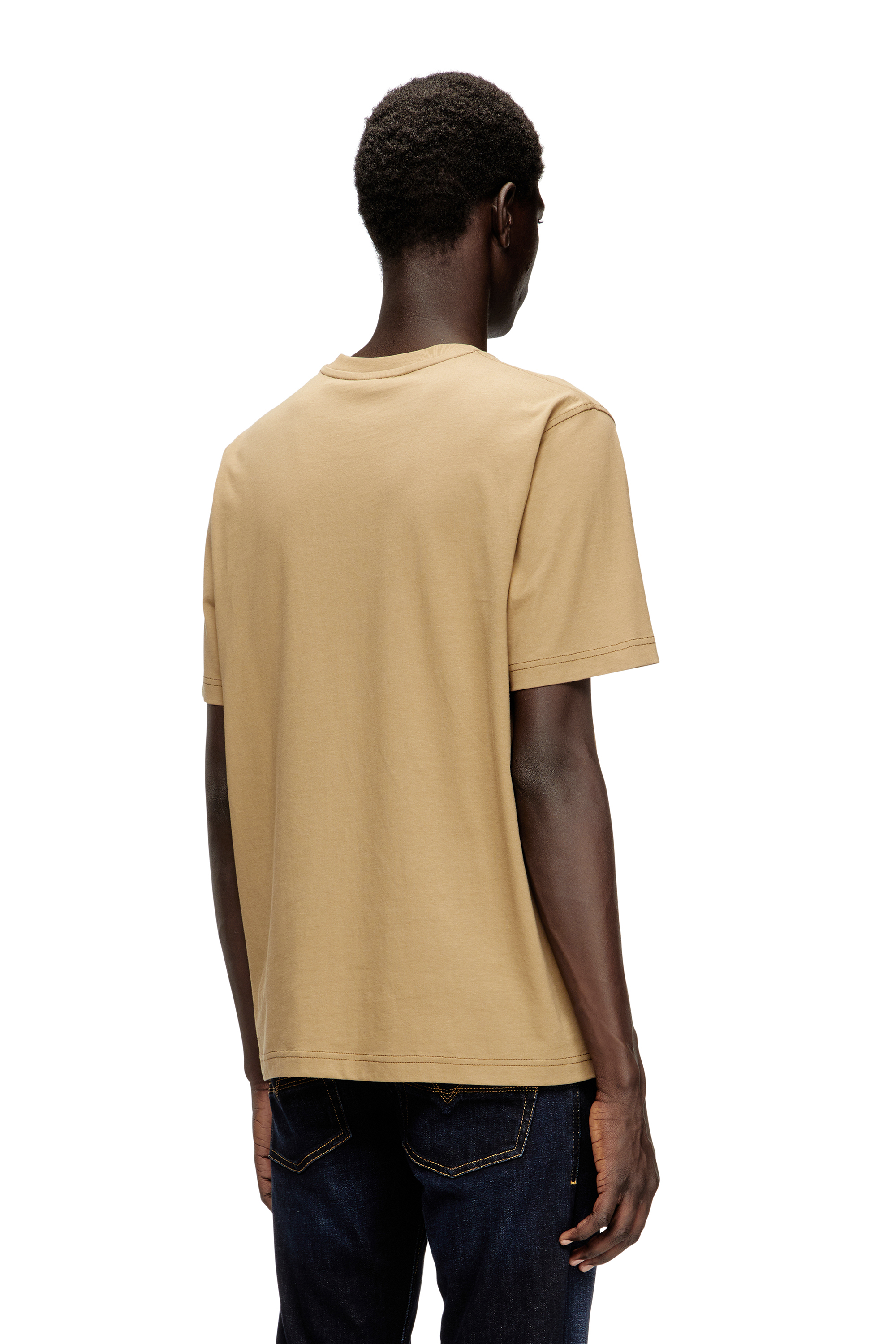 Diesel - T-ADJUST-V2, Man's Light cotton T-shirt with faded logo in Beige - 4