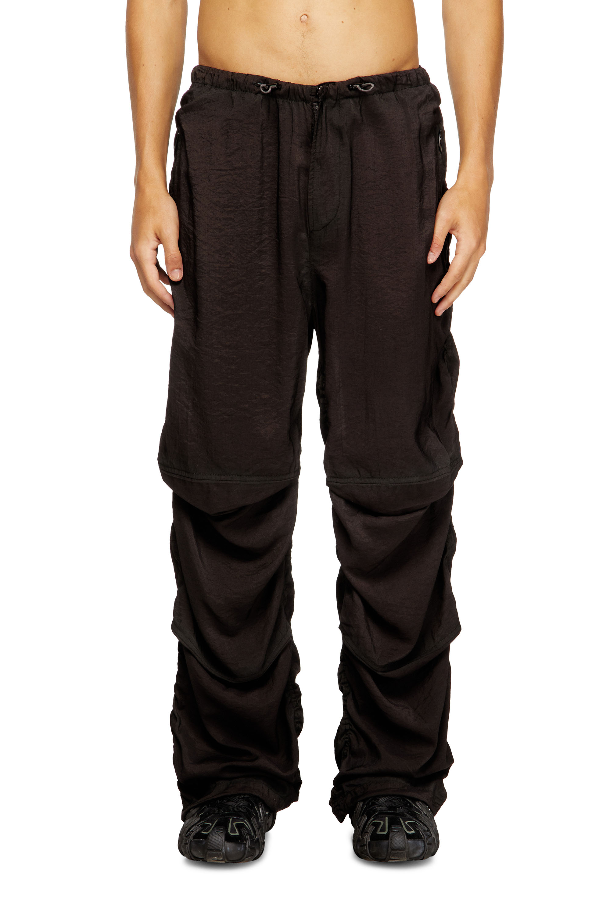 Diesel - P-DAILY, Man's Utility pants in light, crinkled fabric in Black - 1