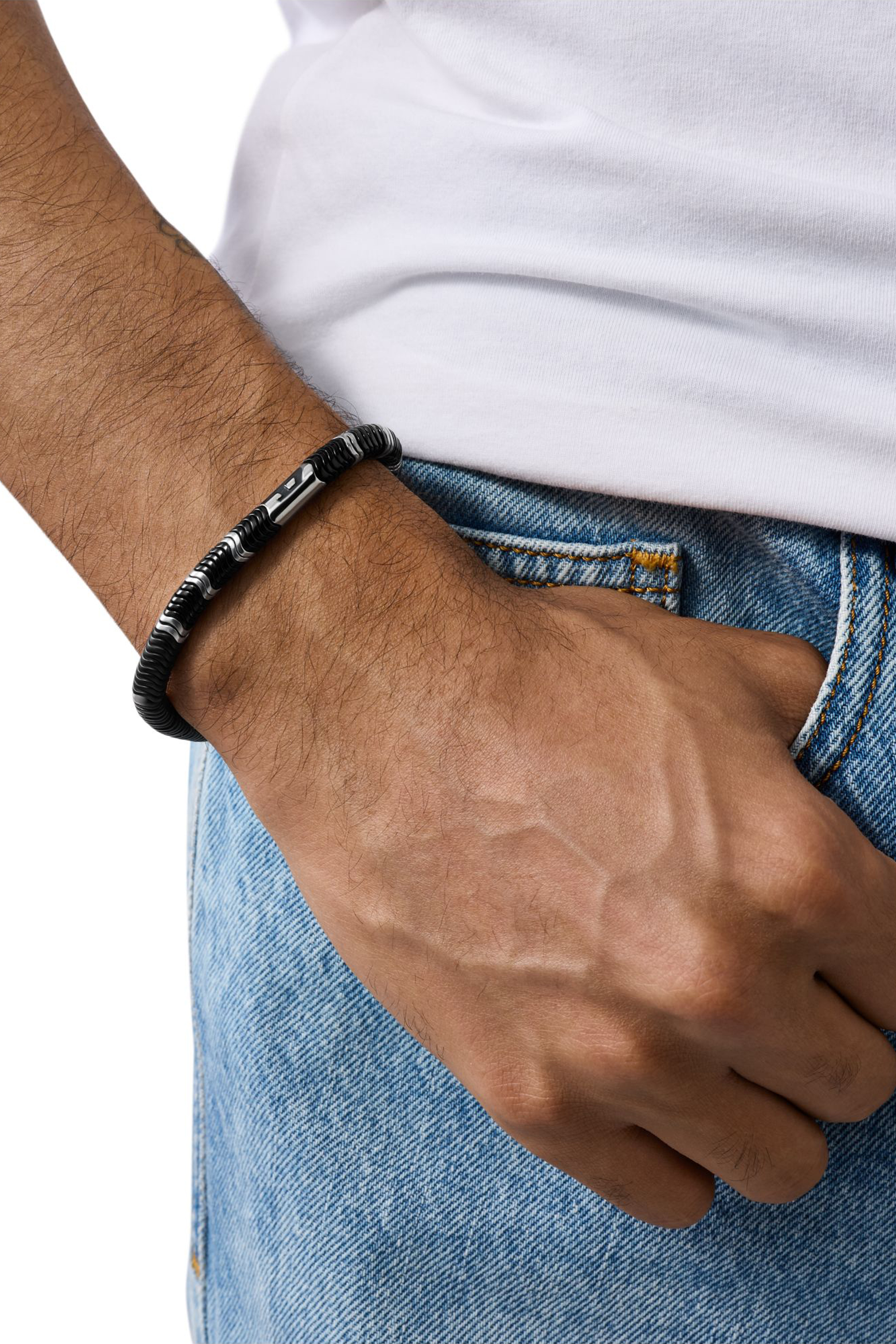 Diesel - DX1574931 JEWEL, Unisex's Hematite Beaded Bracelet in Black - 3