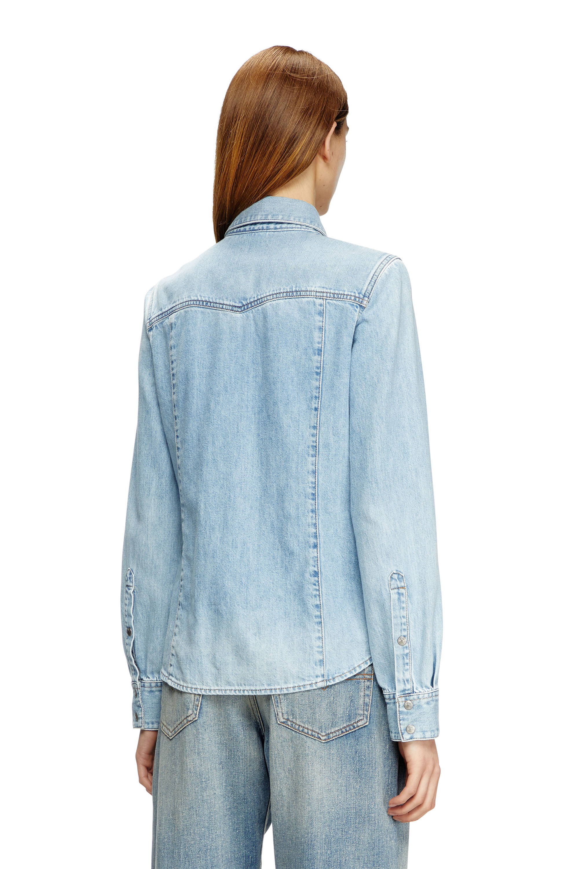 Diesel - DE-WAVES, Woman's Western shirt in denim in Light Blue - 4