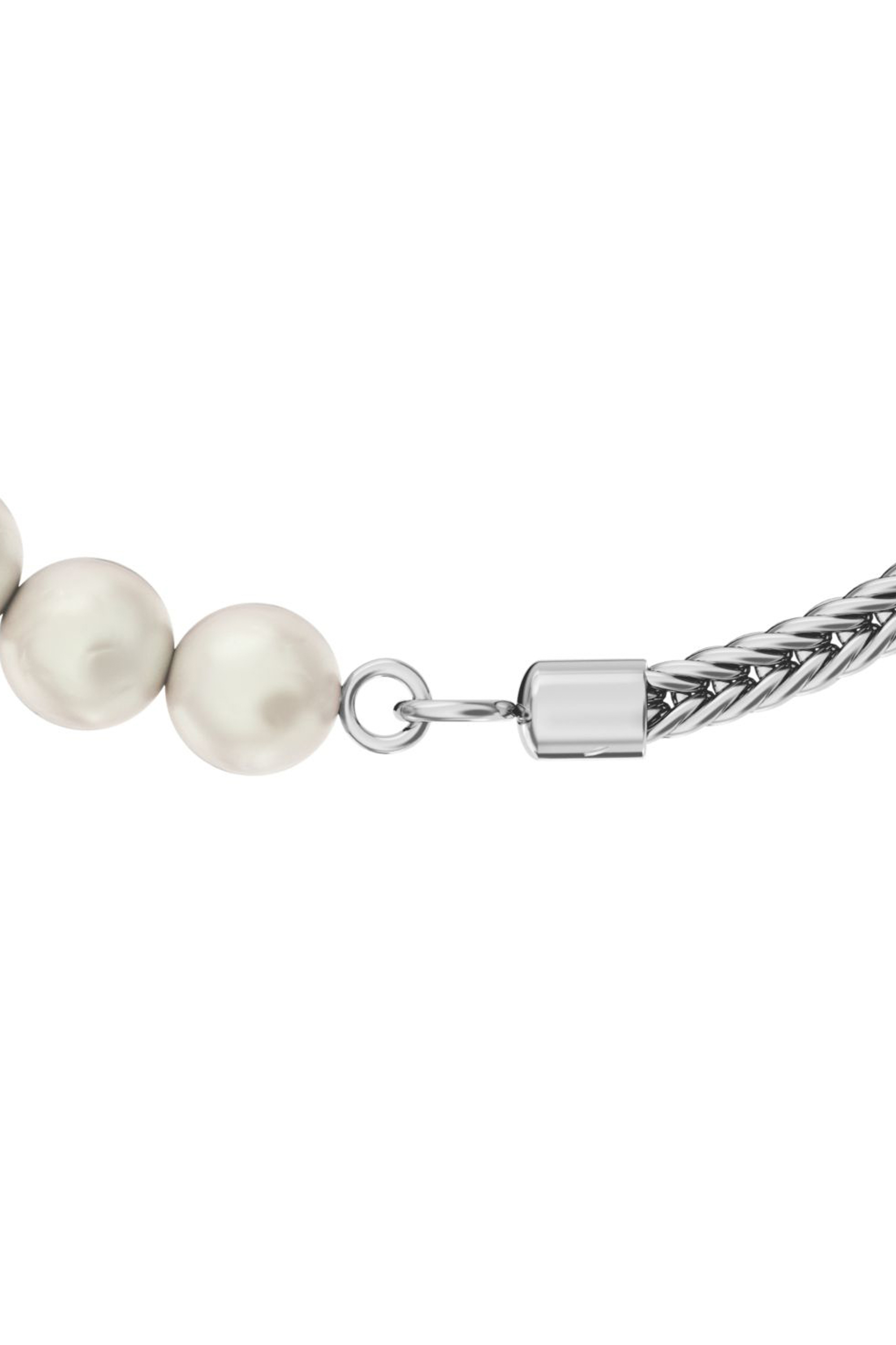 Diesel - DL1368040 STERLING SILVER JEWEL, Unisex's Sterling silver chain and pearl bracelet in Silver - 3