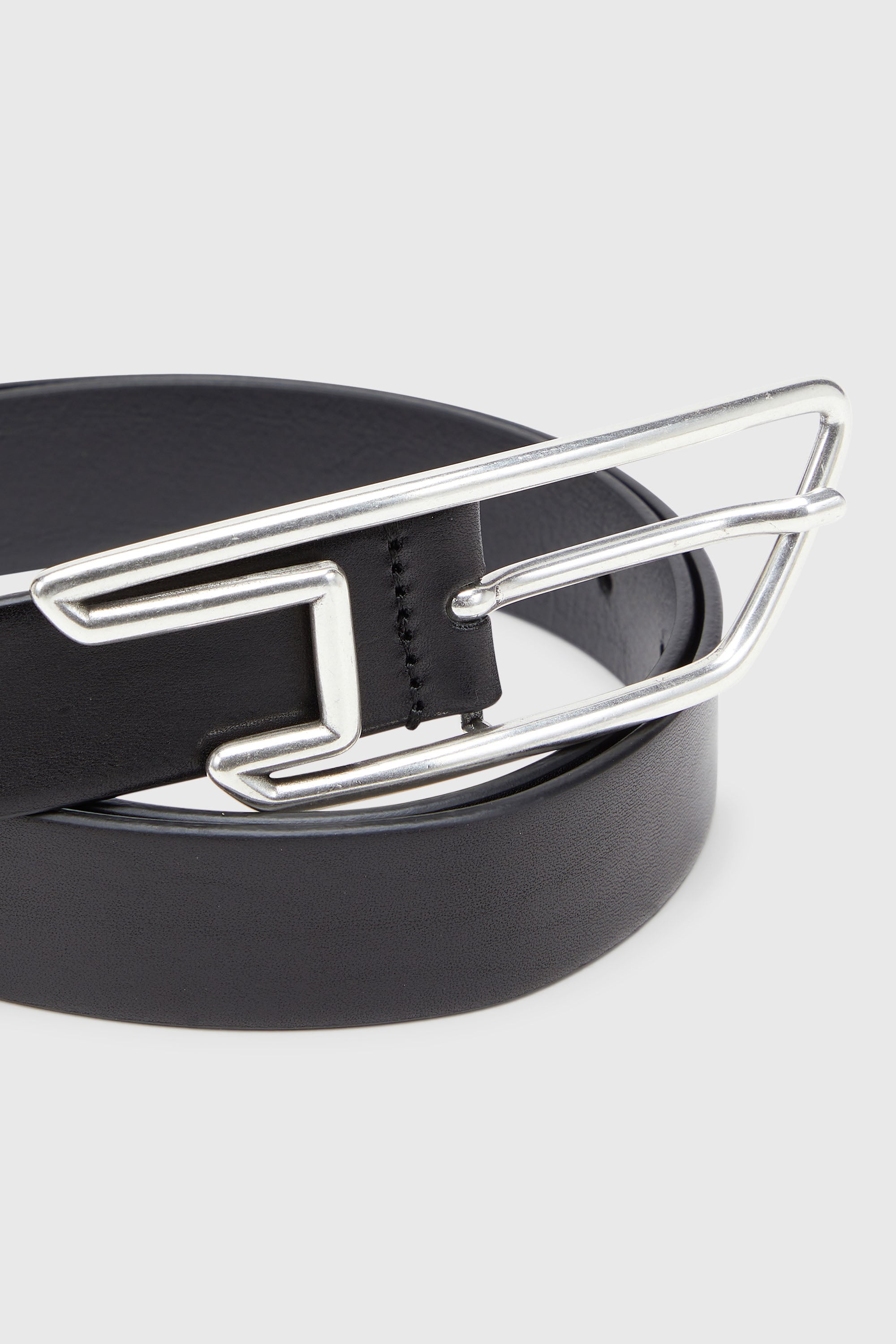Diesel - B-D LINE 30, Unisex's 3cm leather belt with D-logo buckle in Black - 2