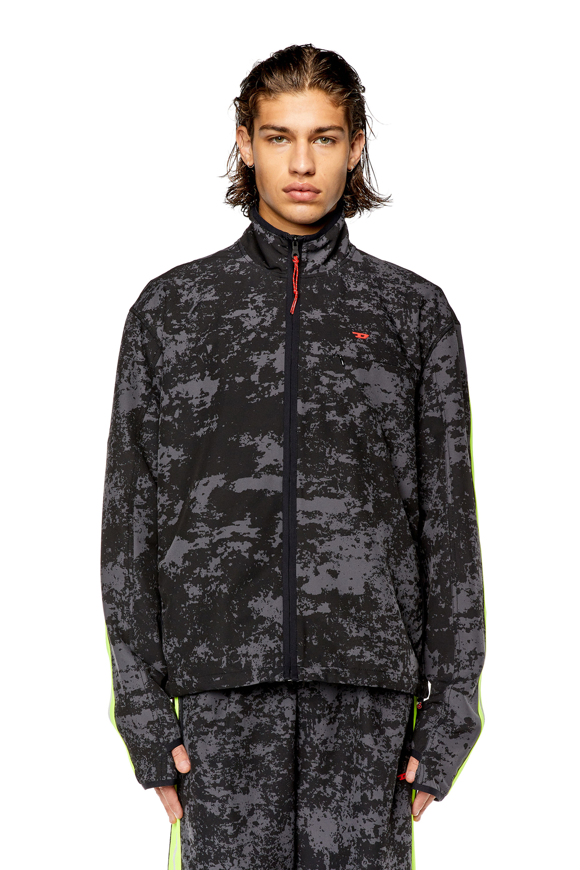 Diesel - AMWT-BYRON-WT13, Man Woven track jacket with cloudy print in Multicolor - Image 1