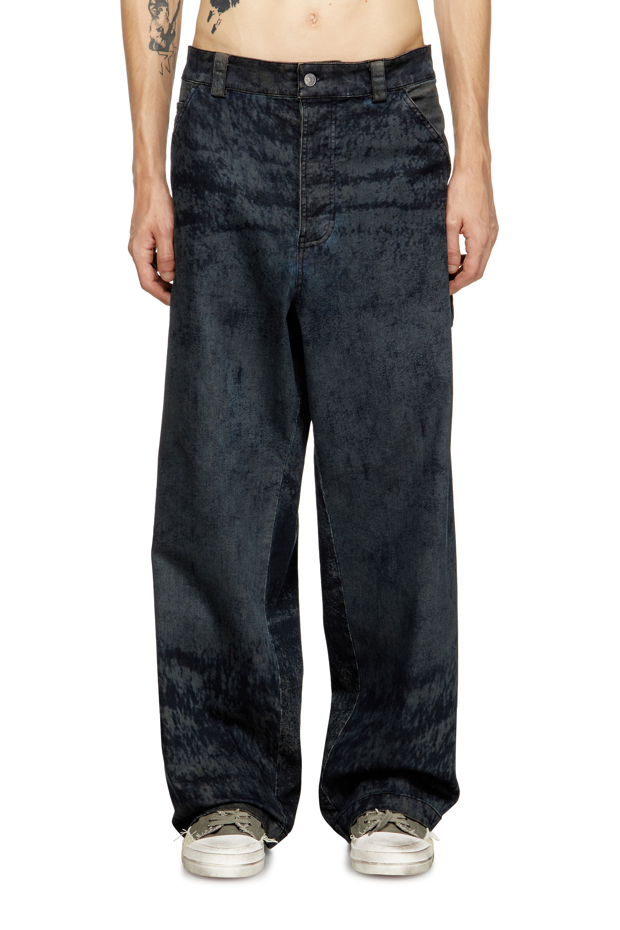 P-LIVERY-B, Black Diesel - P-LIVERY-B, Man's Utility pants in cotton blend in Black - 3