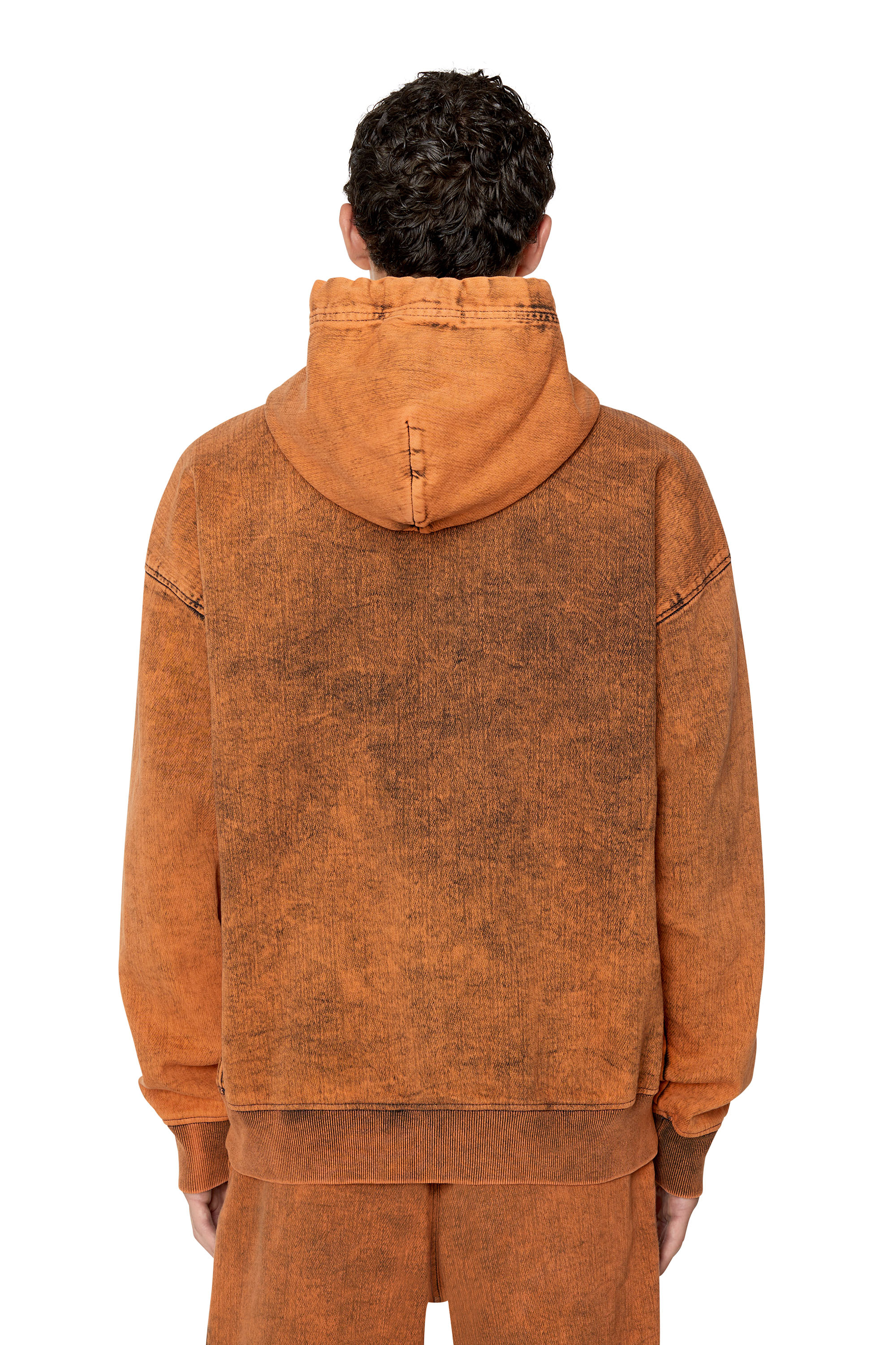 Diesel - D-UM-RIB TRACK DENIM HOODIE, Orange - Image 4