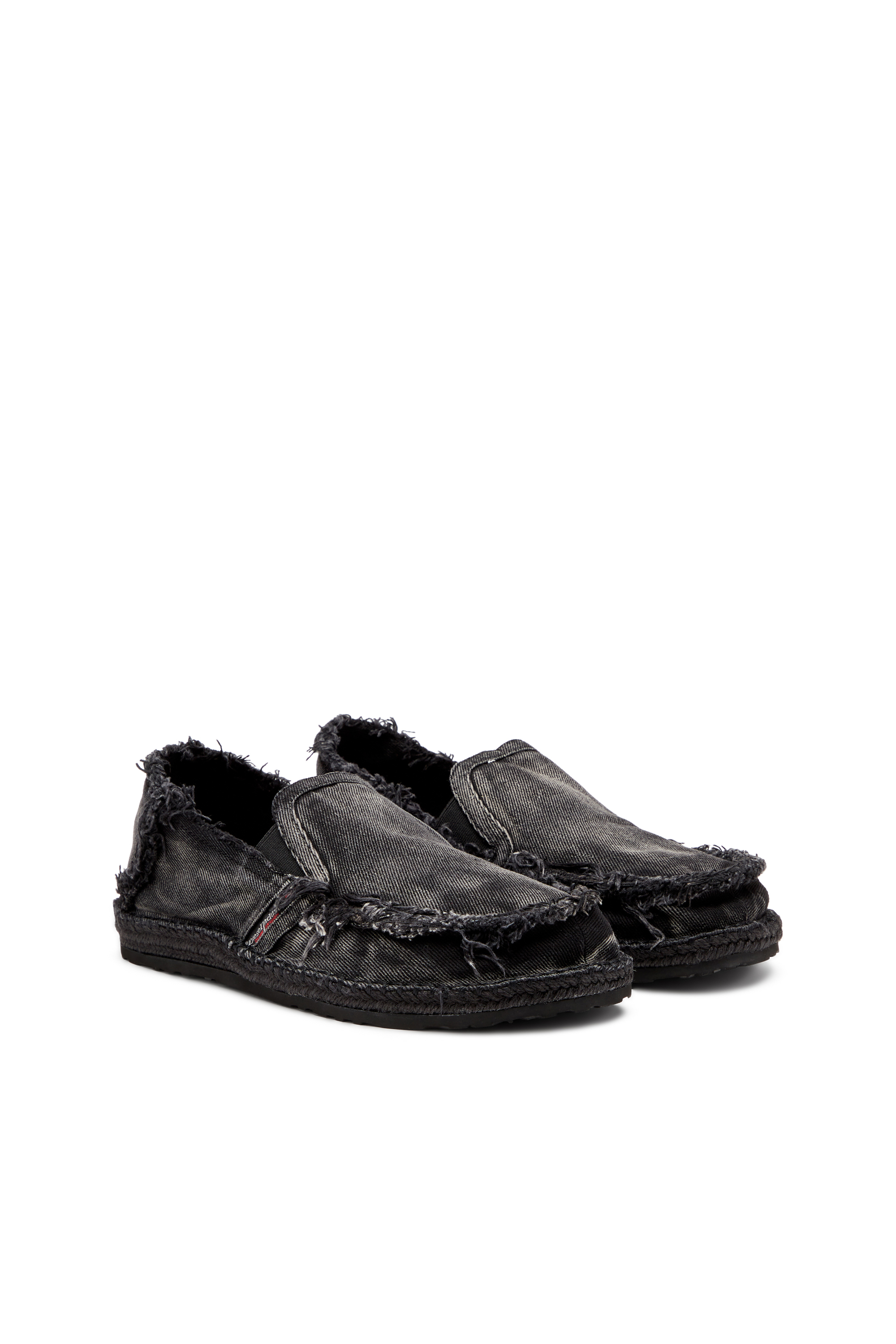 Diesel - D-LUKAS ESP, Man's Espadrille loafers in distressed denim in Black - 3