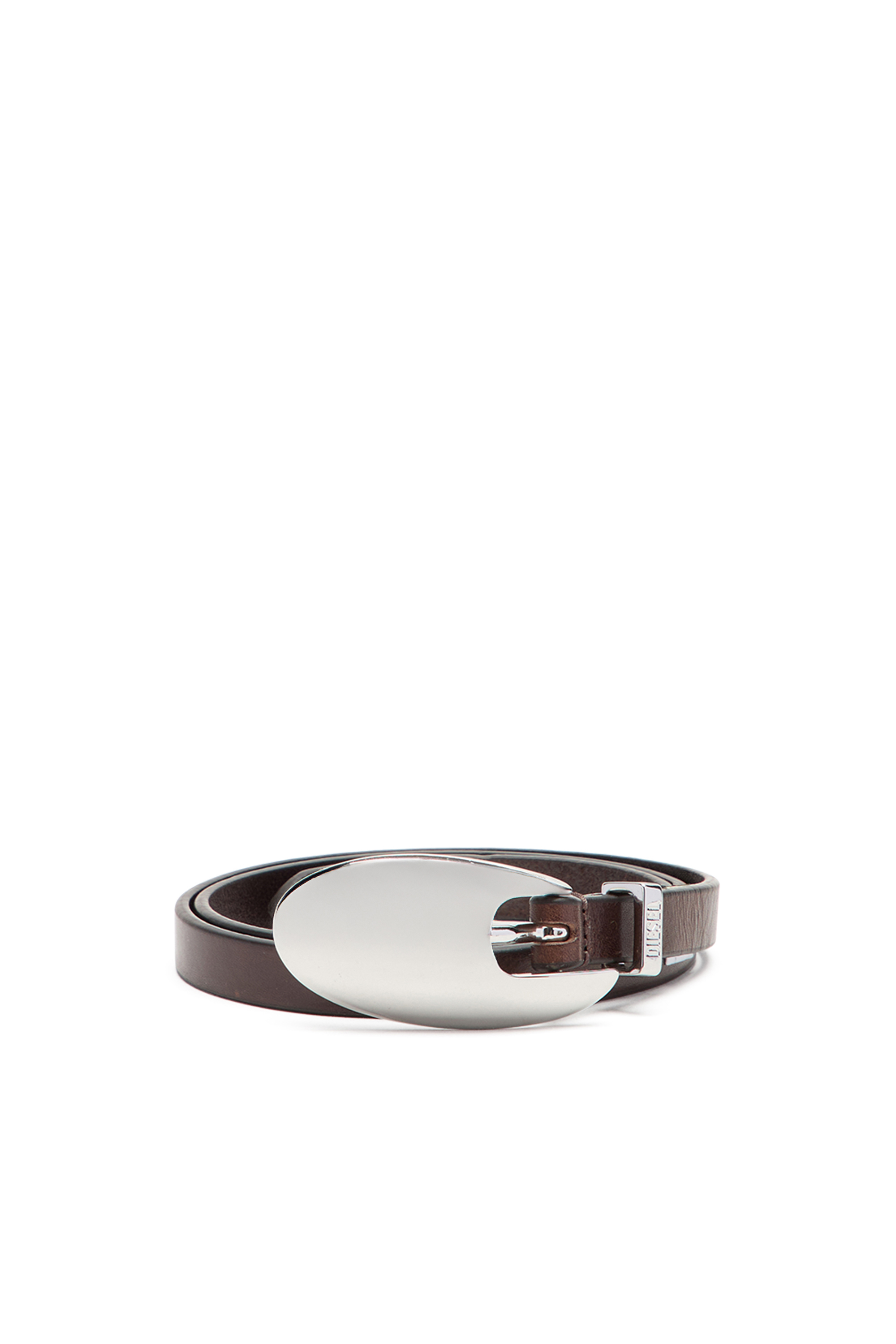 Diesel - B-ROP 15, Woman's 1.5cm leather belt with sculptural buckle in Brown - 1