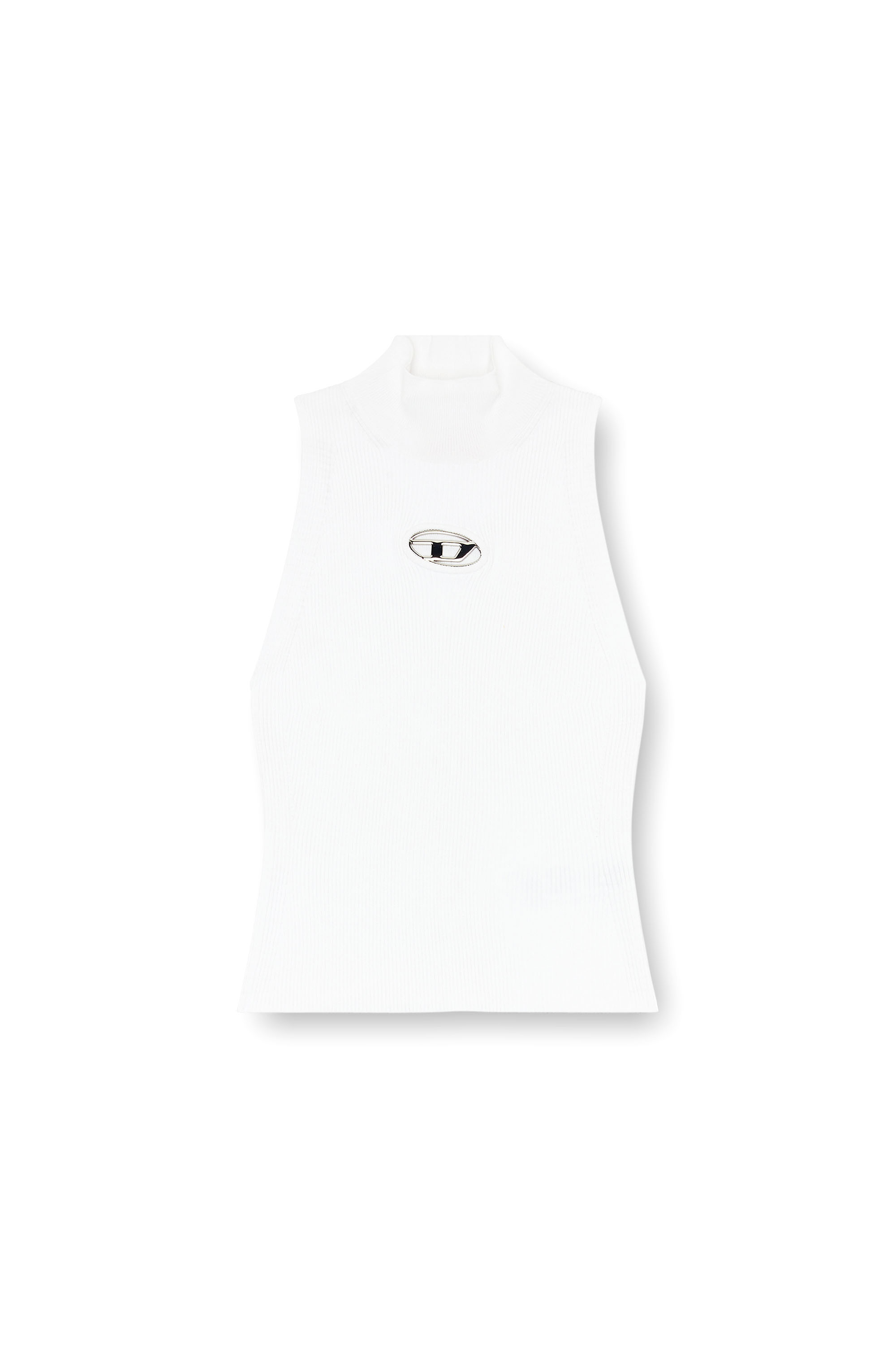 M-ONERVAX-TOP, White Diesel - M-ONERVAX-TOP, Woman's Ribbed-knit turtleneck top in White - 2