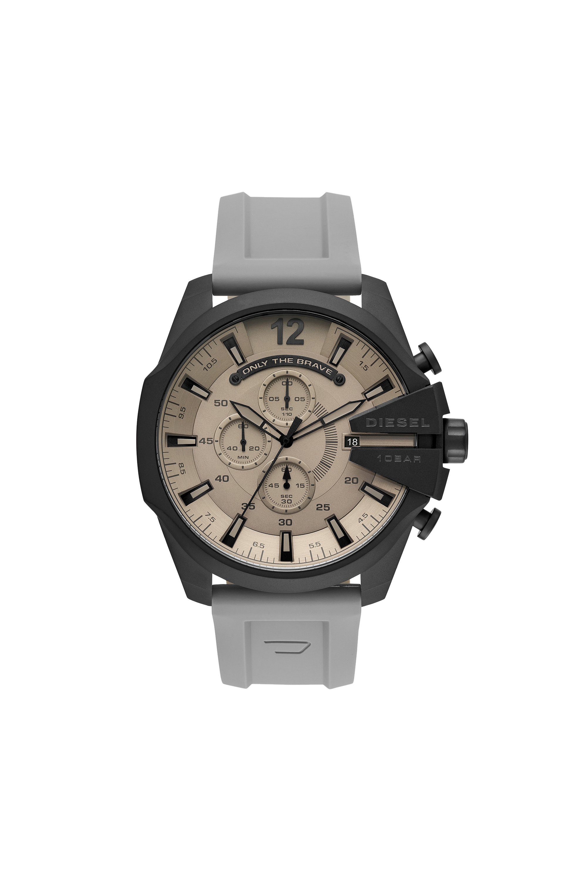 Diesel - DZ4496, Man's Mega Chief analog gray silicone watch in Gray/Black - 1