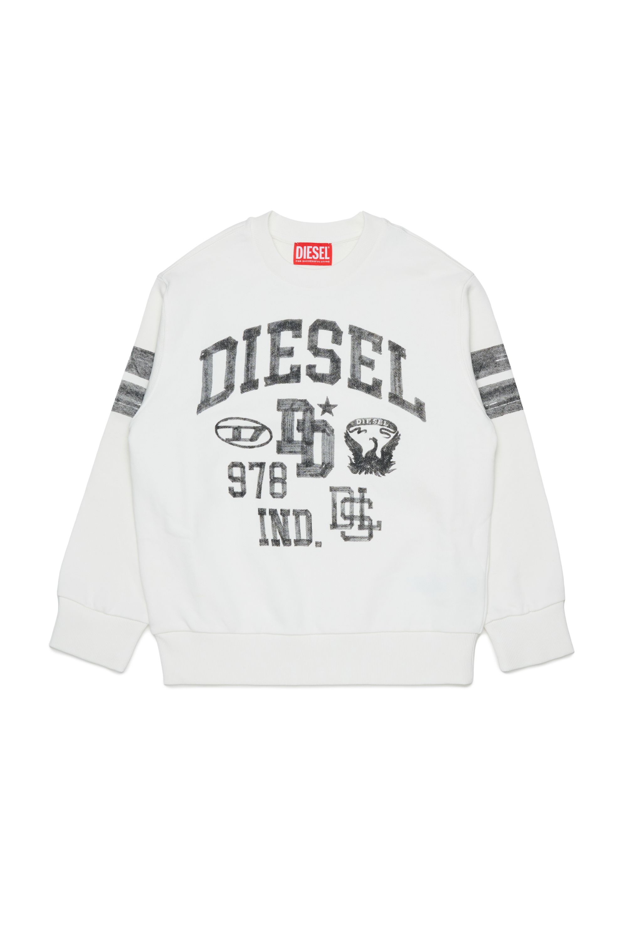 Diesel - SBAND OVER, Man's Sweatshirt with collegiate-style logo prints in White - 1