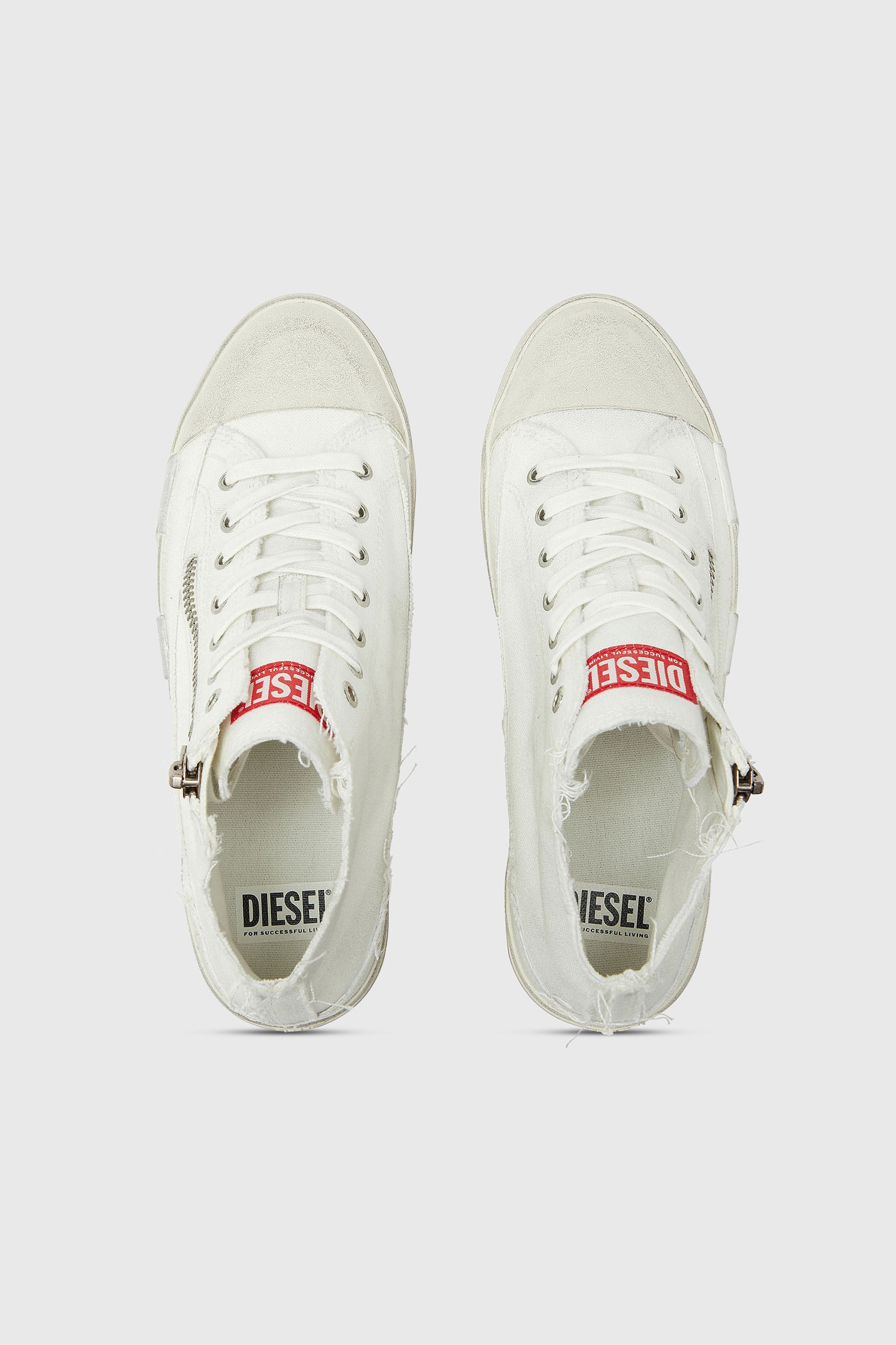 Diesel - S-D-VERSE ZIP MID II, Man's S-D-Verse -  Sneakers in frayed canvas with D logo in White - 4