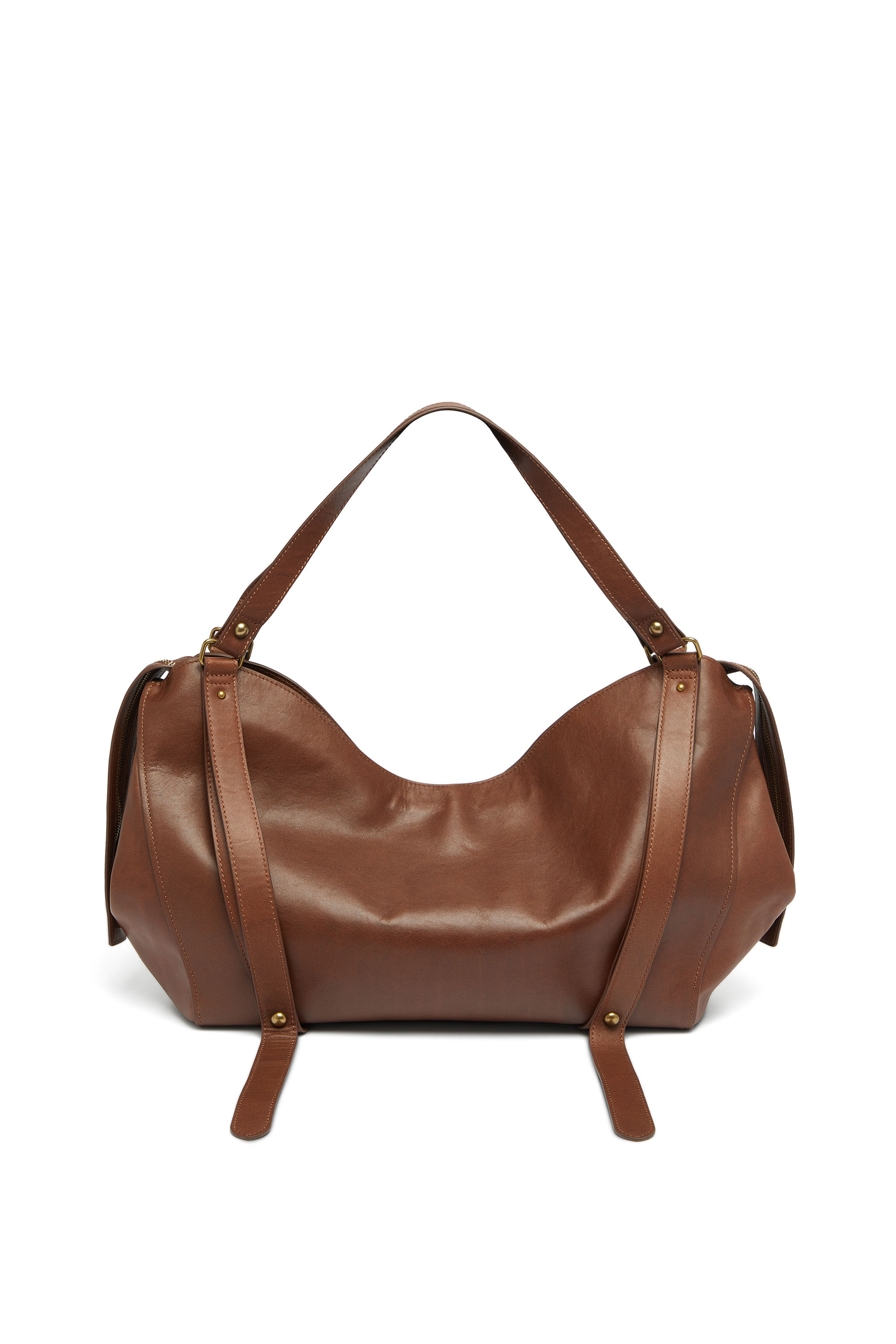 Diesel - D-ONE TOPHANDLE L, Unisex's D-One-Large top-handle bag in treated leather in Brown - 3
