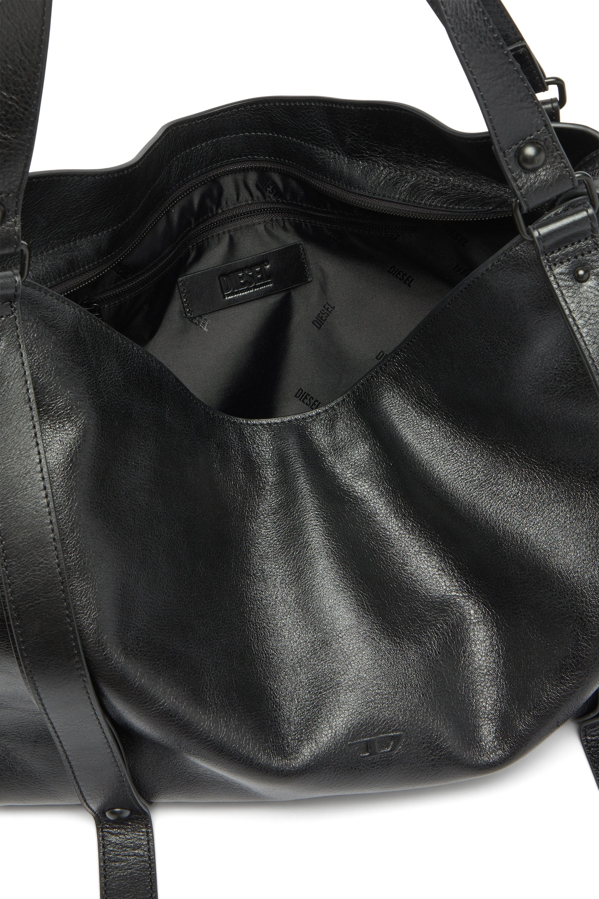 Diesel - D-ONE TOPHANDLE L, Unisex's D-One-Large top-handle bag in leather in Black - 3