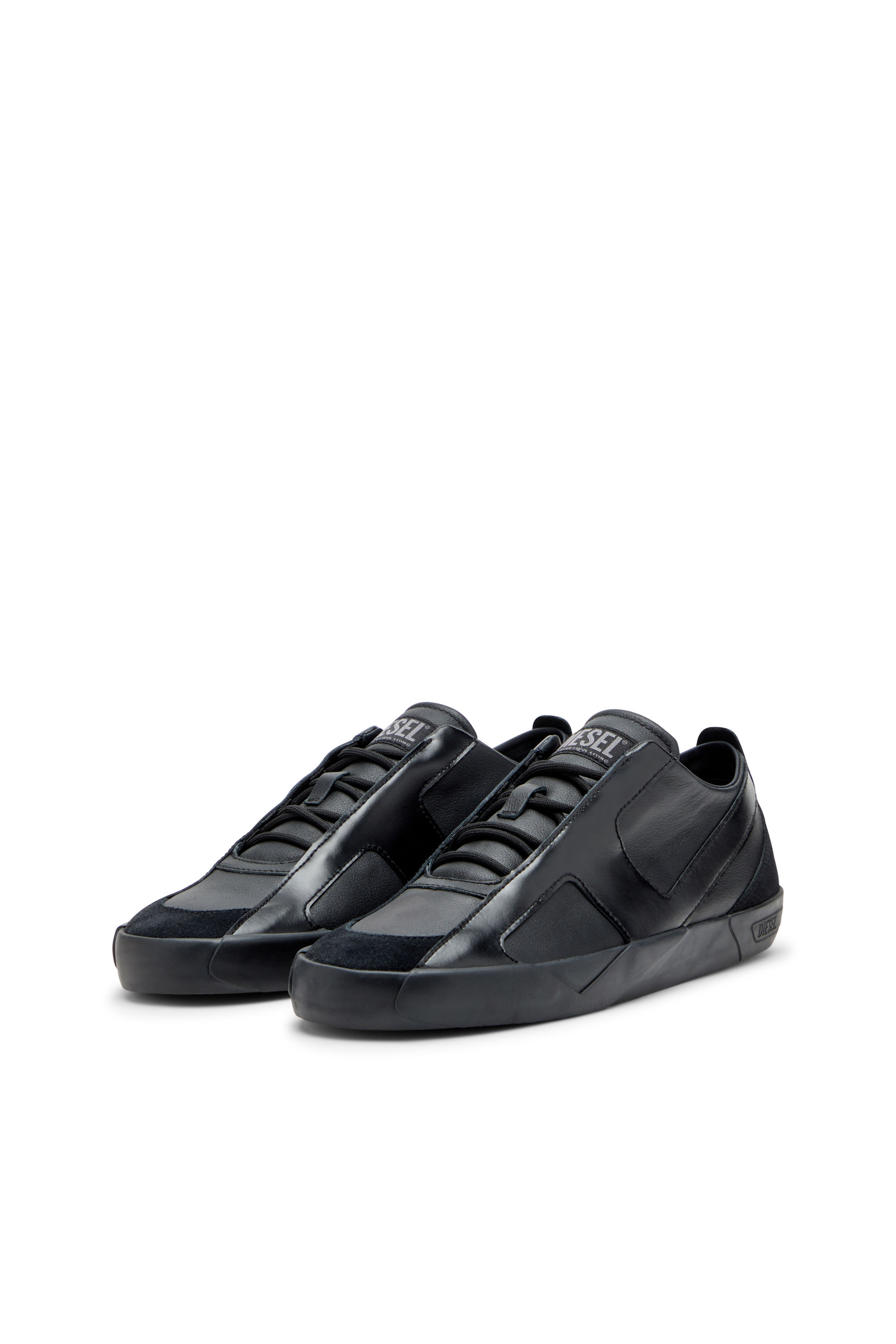 S-SLANTE-D LOW, Black Diesel - S-SLANTE-D LOW, Man's S-Slante-D-Sneakers in suede and leather with D logo in Black - 9