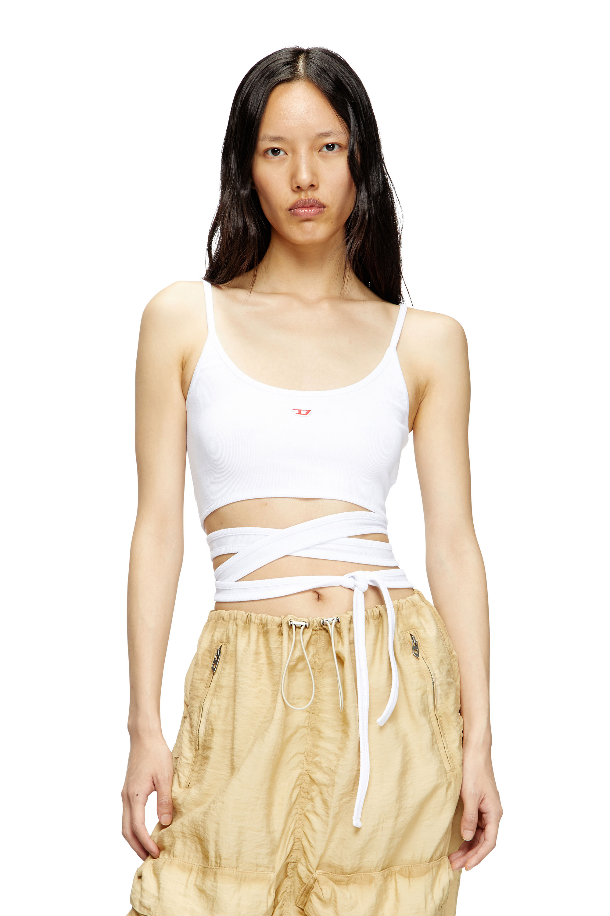 T-LEYA-TAIL, White Diesel - T-LEYA-TAIL, Woman's Vest top with wrap ties in White - 3