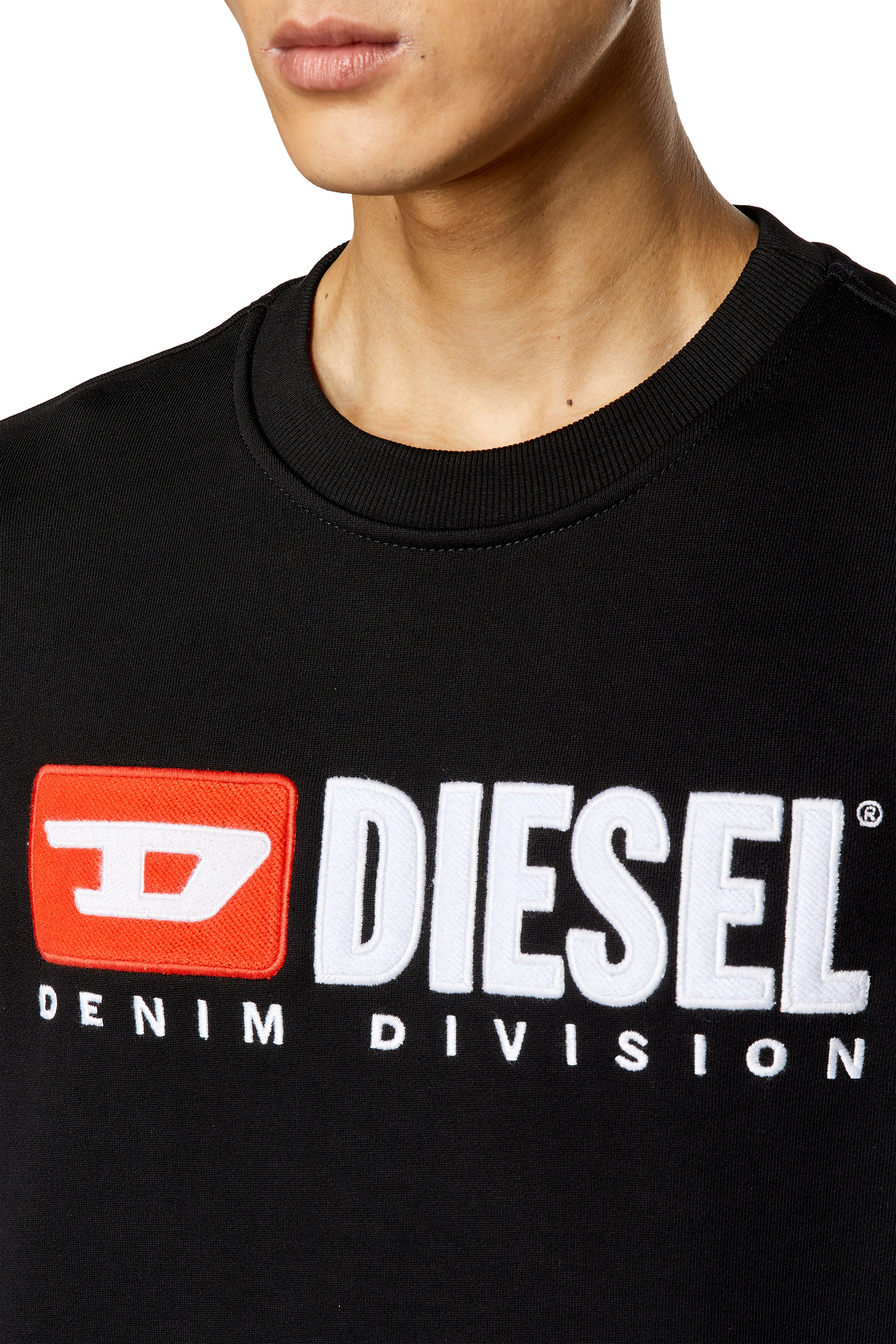 Diesel - S-GINN-DIV, Man Sweatshirt with logo appliqué in Black - Image 5