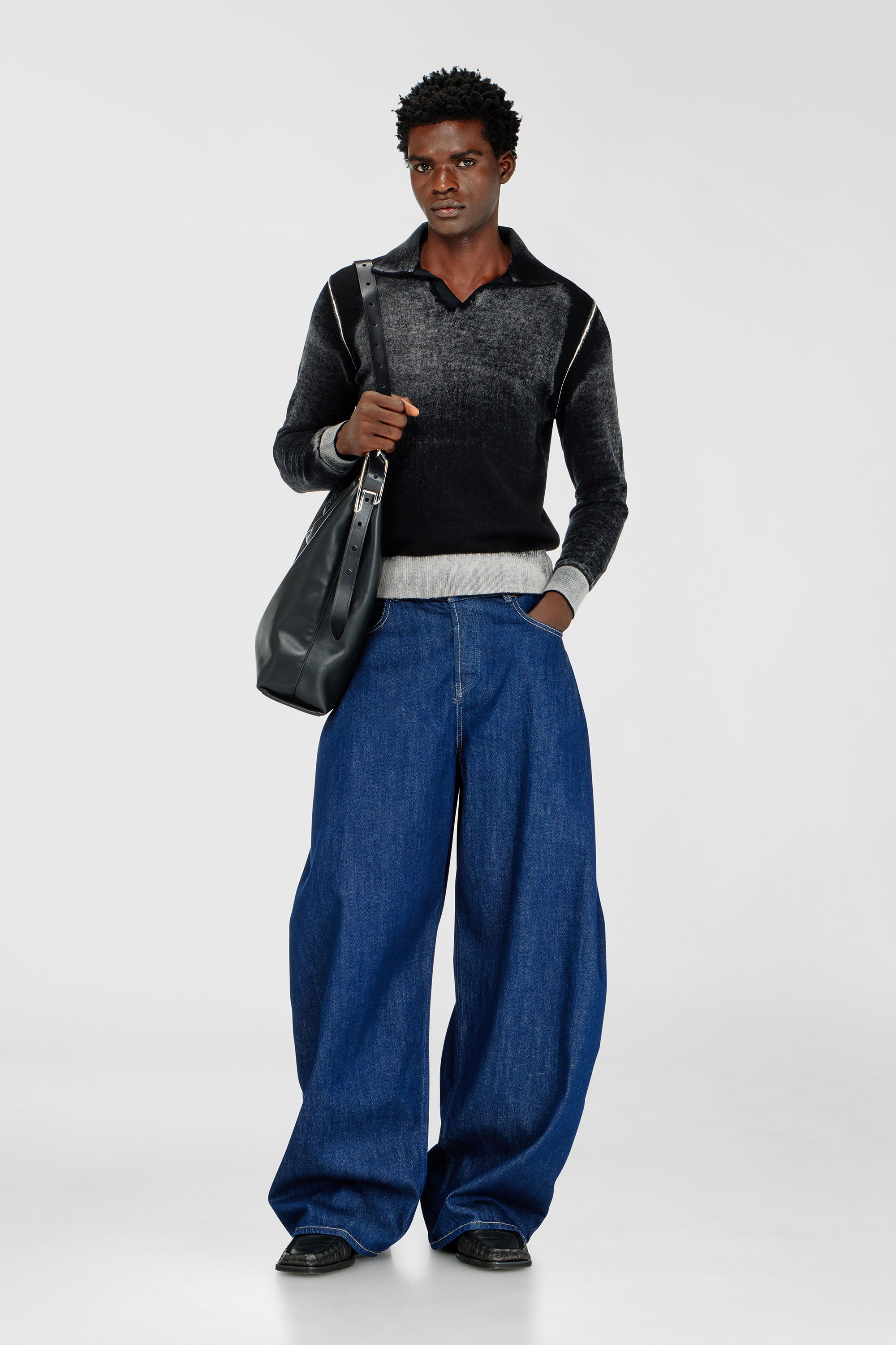 Reverse-print polo jumper