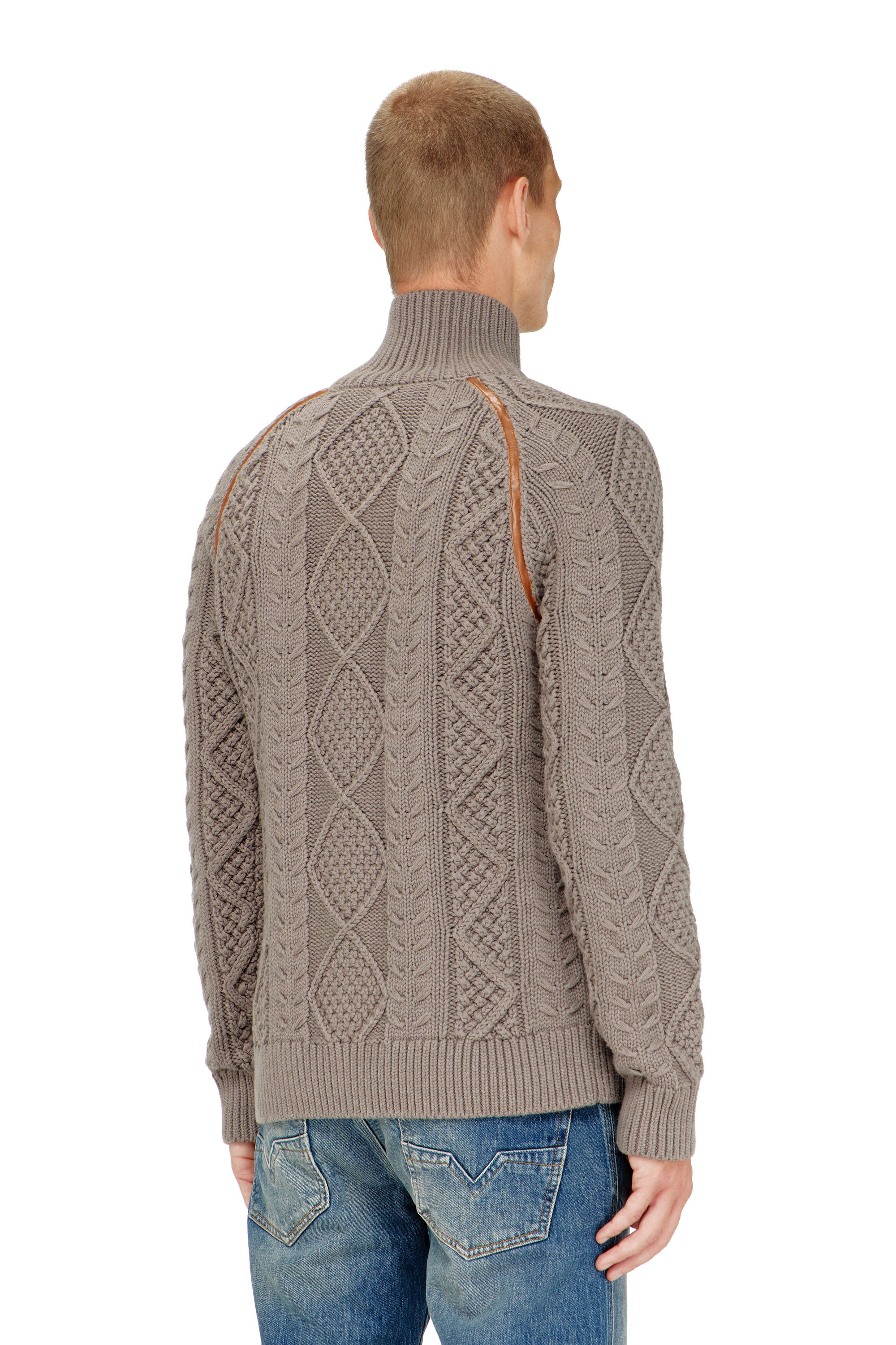 Diesel - K-INOKI, Man's Zip cardigan in cable knit in null - 4